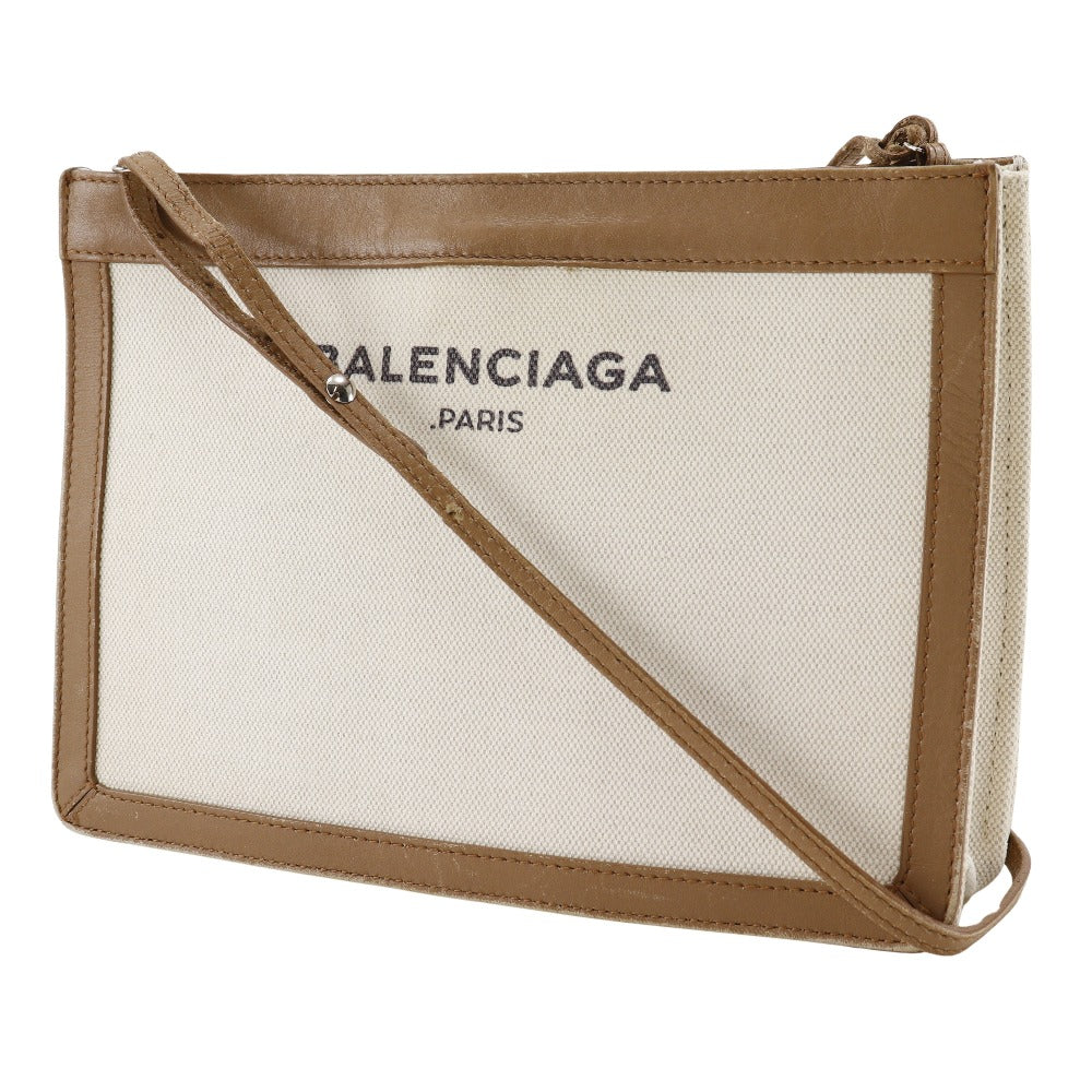 Balenciaga Navy Canvas Leather Shoulder Bag