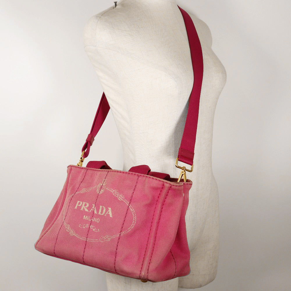 Prada Canapa Mini Canvas Handbag 2WAY Pink