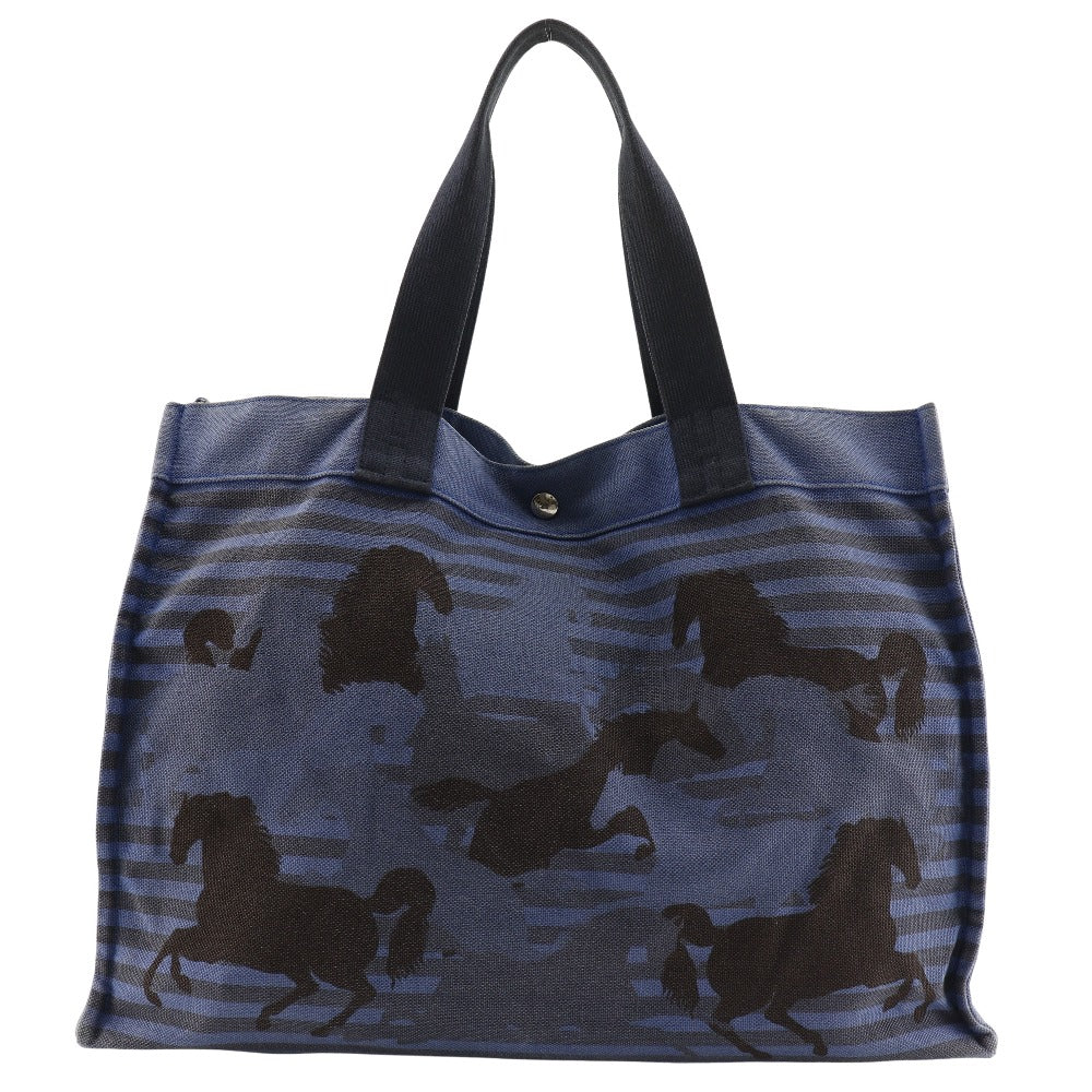 Hermes Chevaux Tote Bag Canvas Blue/Black