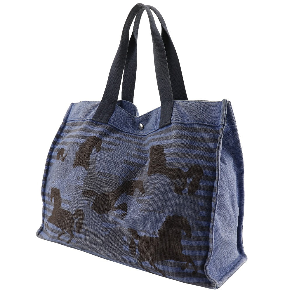 Hermes Chevaux Tote Bag Canvas Blue/Black