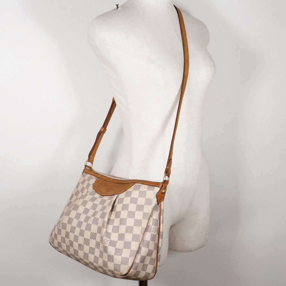 Louis Vuitton Damier Azur Siracusa PM  Canvas Crossbody Bag N41113 in Good Condition