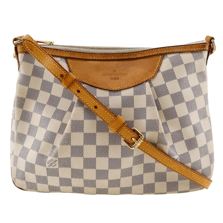 Louis Vuitton Damier Azur Siracusa PM  Canvas Crossbody Bag N41113 in Good Condition