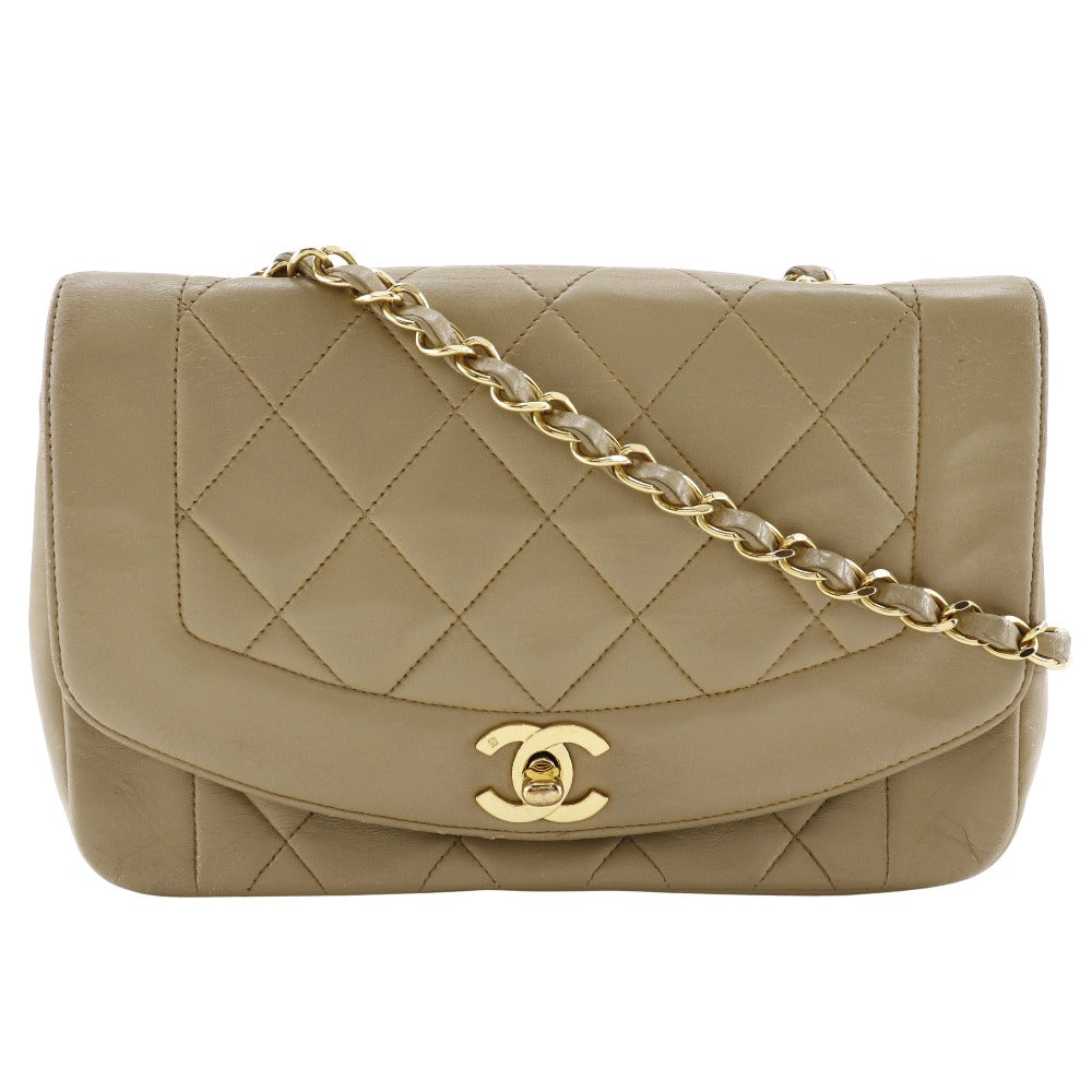 Chanel Diana Lambskin Shoulder Bag Beige