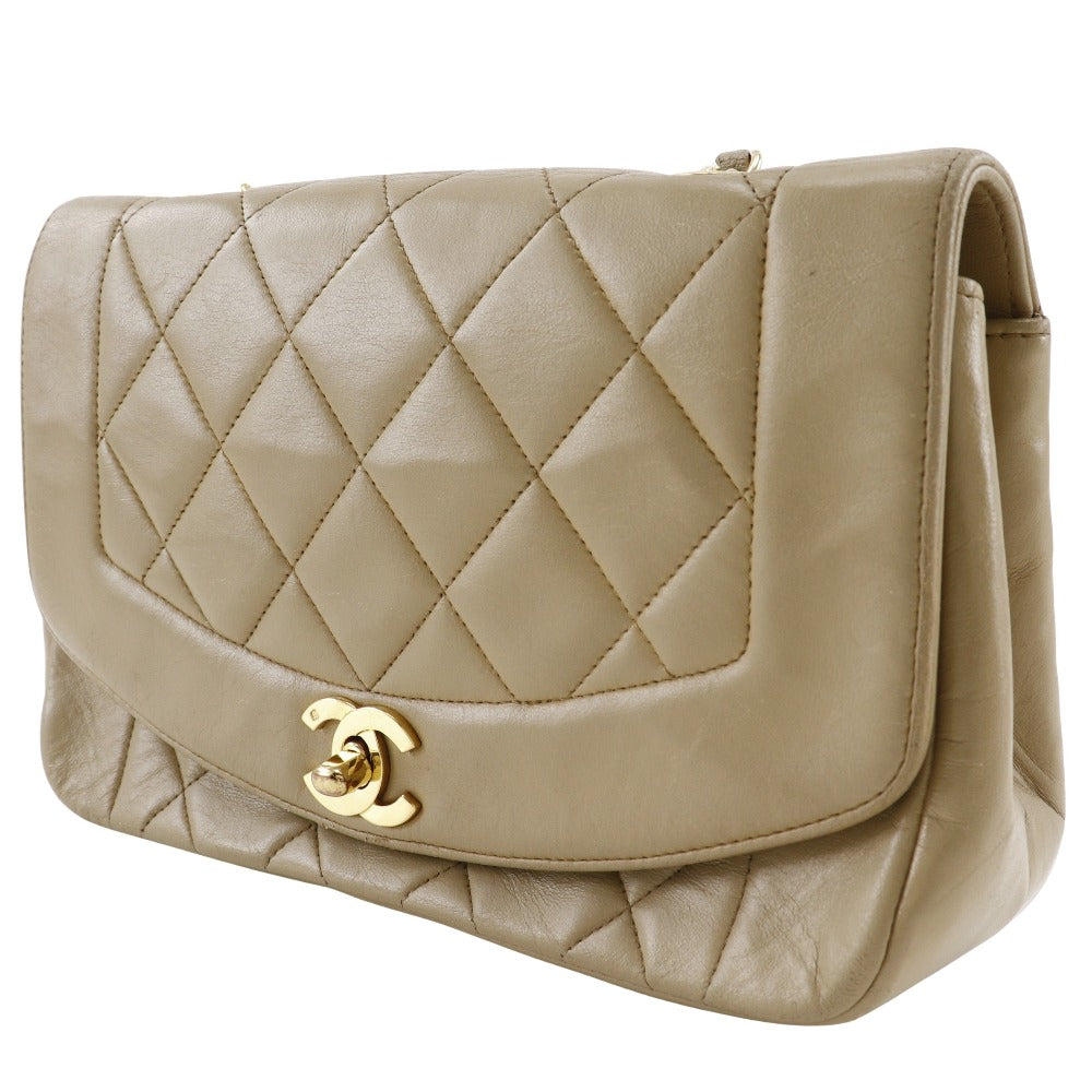 Chanel Diana Lambskin Shoulder Bag Beige