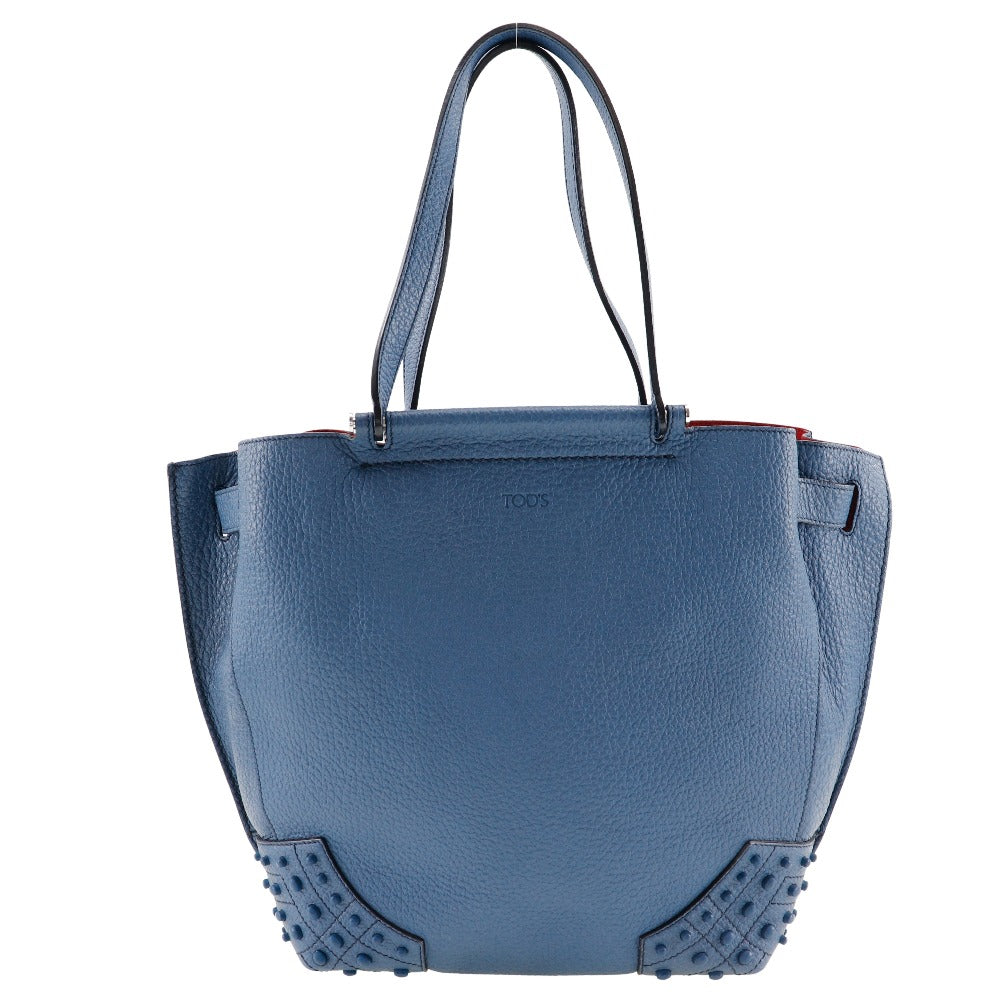 Tod's Wave Tote Bag Studded Leather Blue