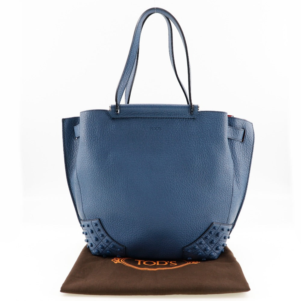 Tod's Wave Tote Bag Studded Leather Blue