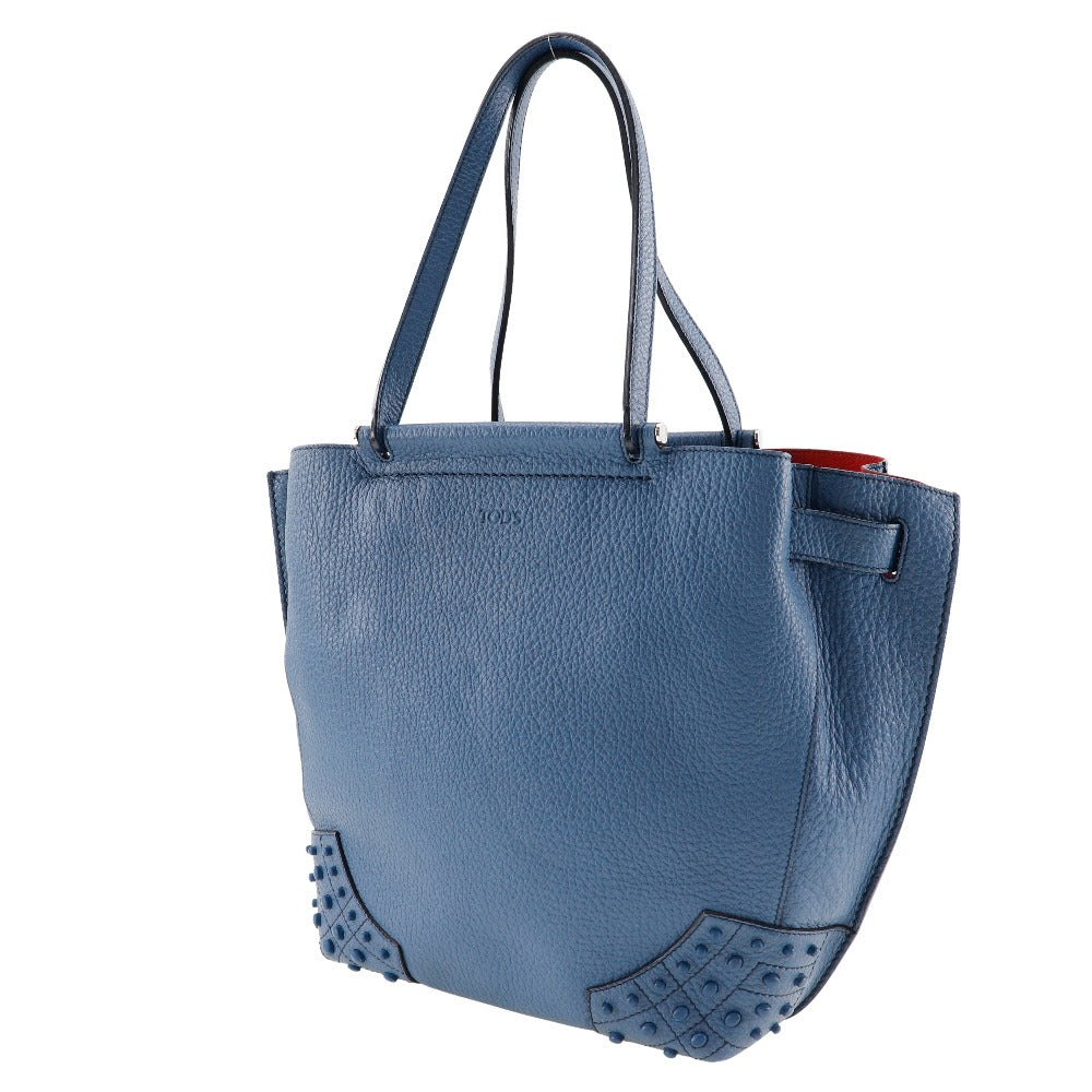 Tod's Wave Tote Bag Studded Leather Blue