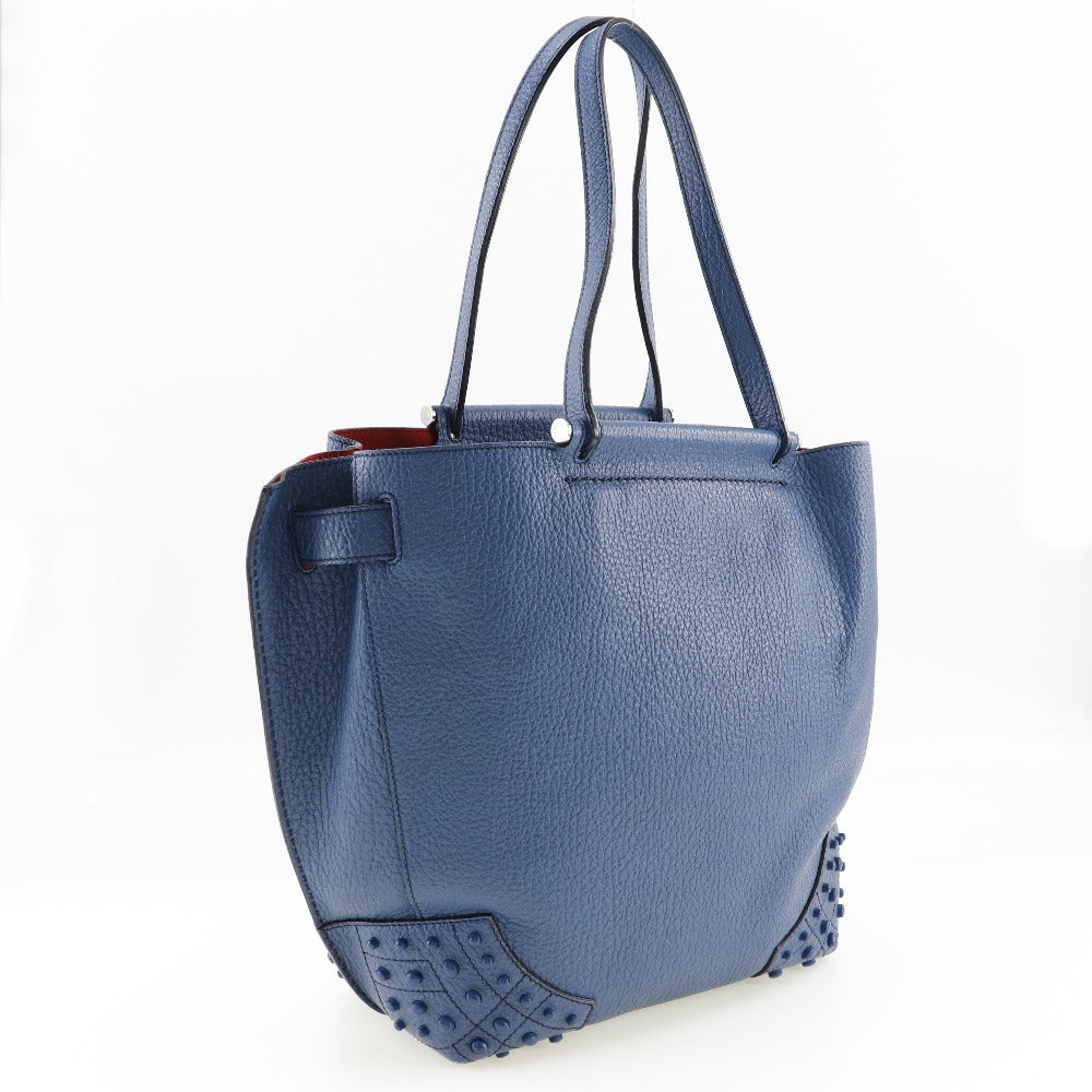 Tod's Wave Tote Bag Studded Leather Blue