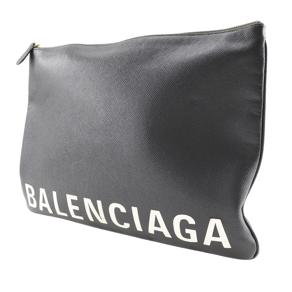 Balenciaga Leather Logo Clutch Bag