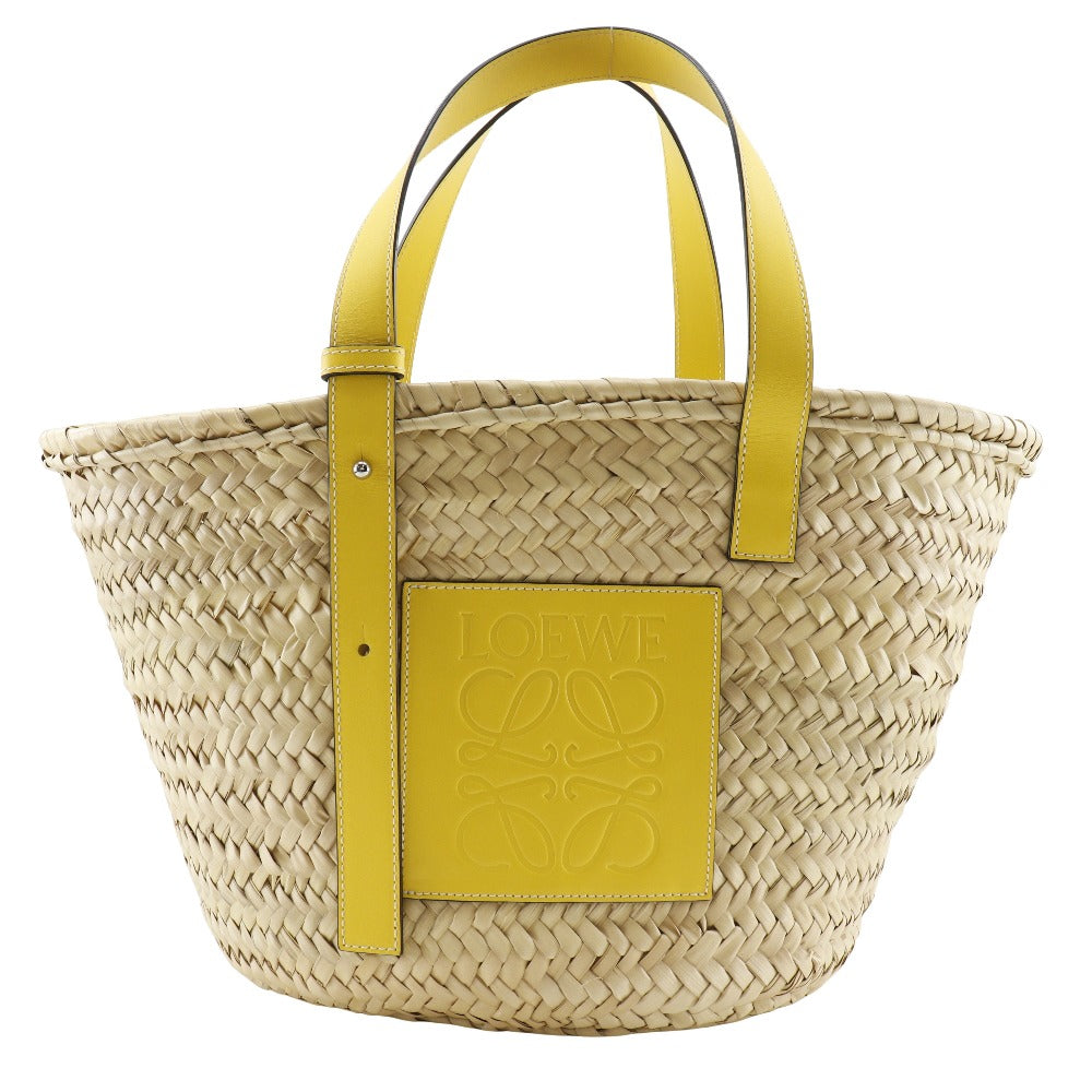 Loewe Raffia Leather Basket Tote Bag