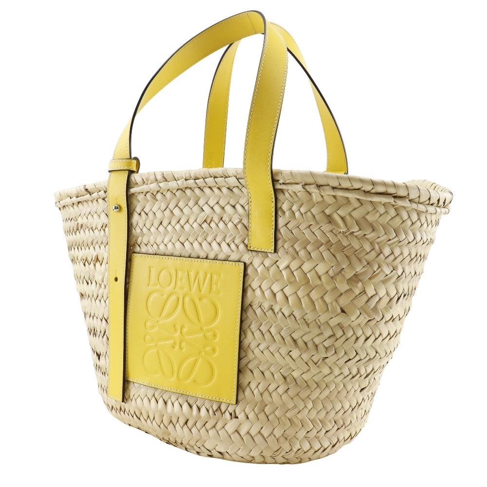 Loewe Raffia Leather Basket Tote Bag