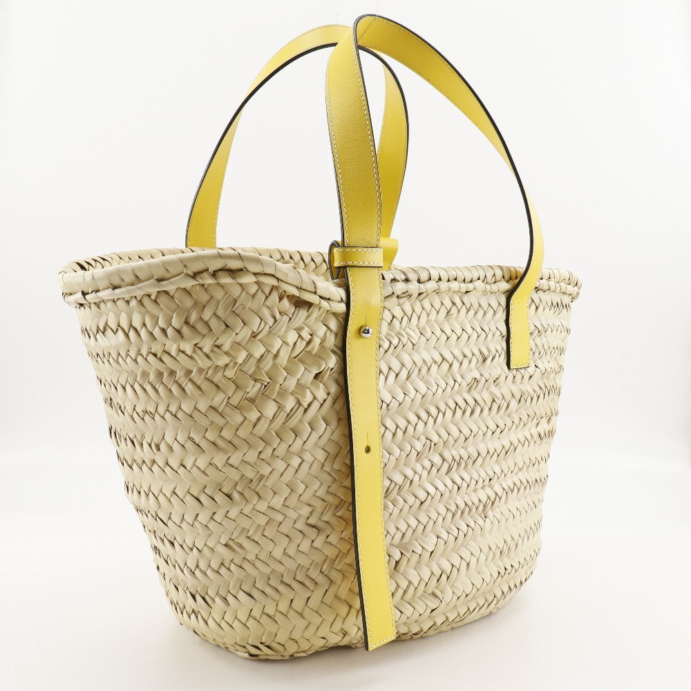 Loewe Raffia Leather Basket Tote Bag