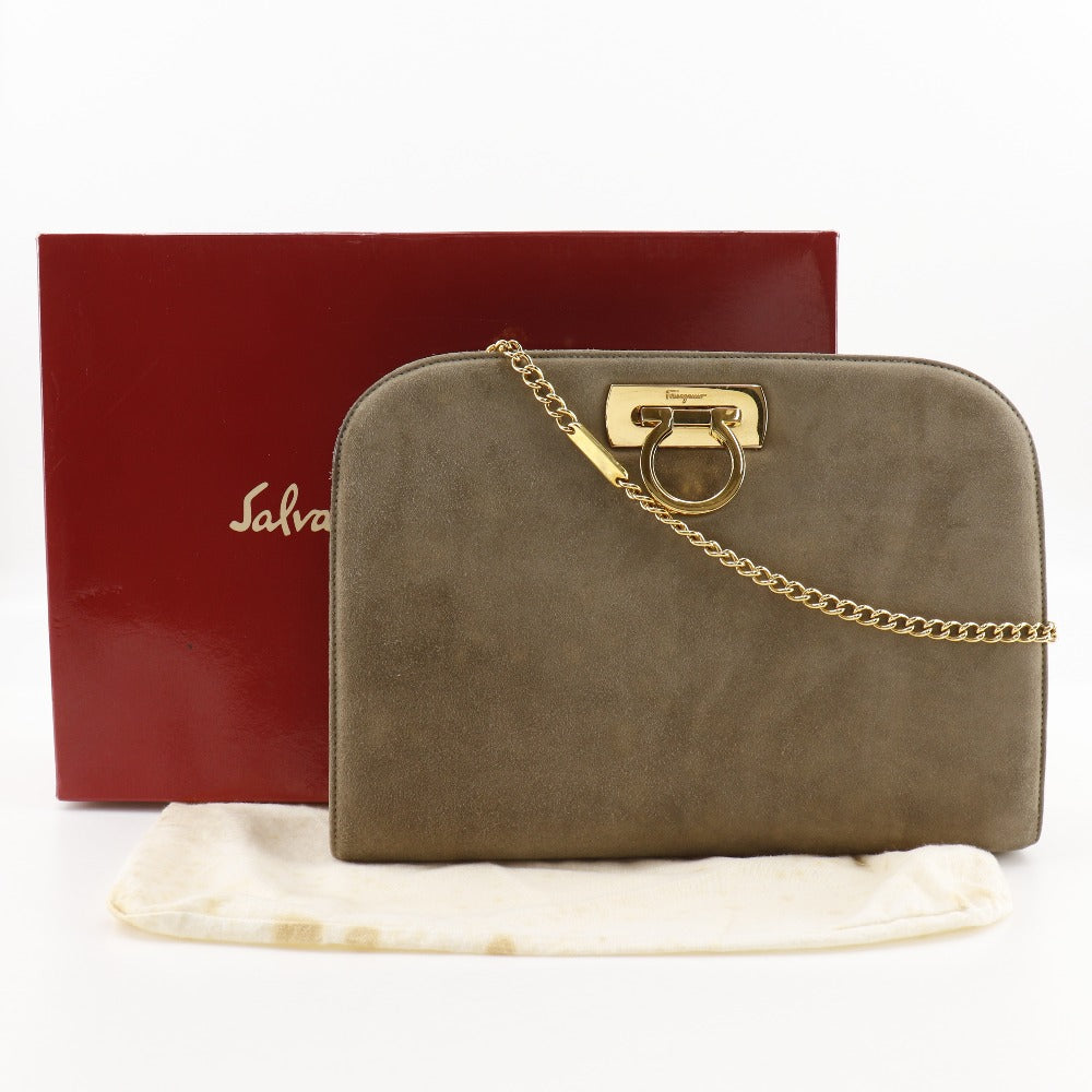 Salvatore Ferragamo Suede Chain Shoulder Bag