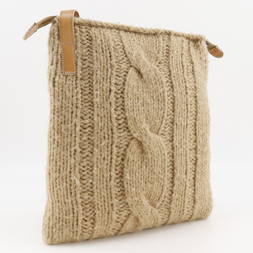 Burberry Wool Knit Shoulder Bag Beige