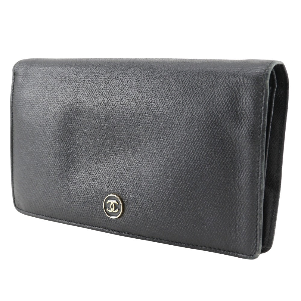 Chanel Leather Coco Button Long Wallet A20904