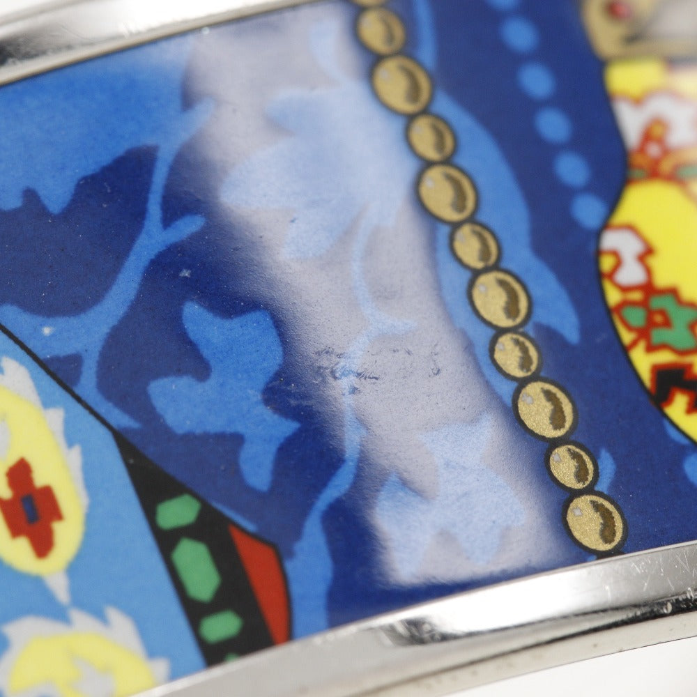 Hermes Enamel GM Bangle Silver Blue