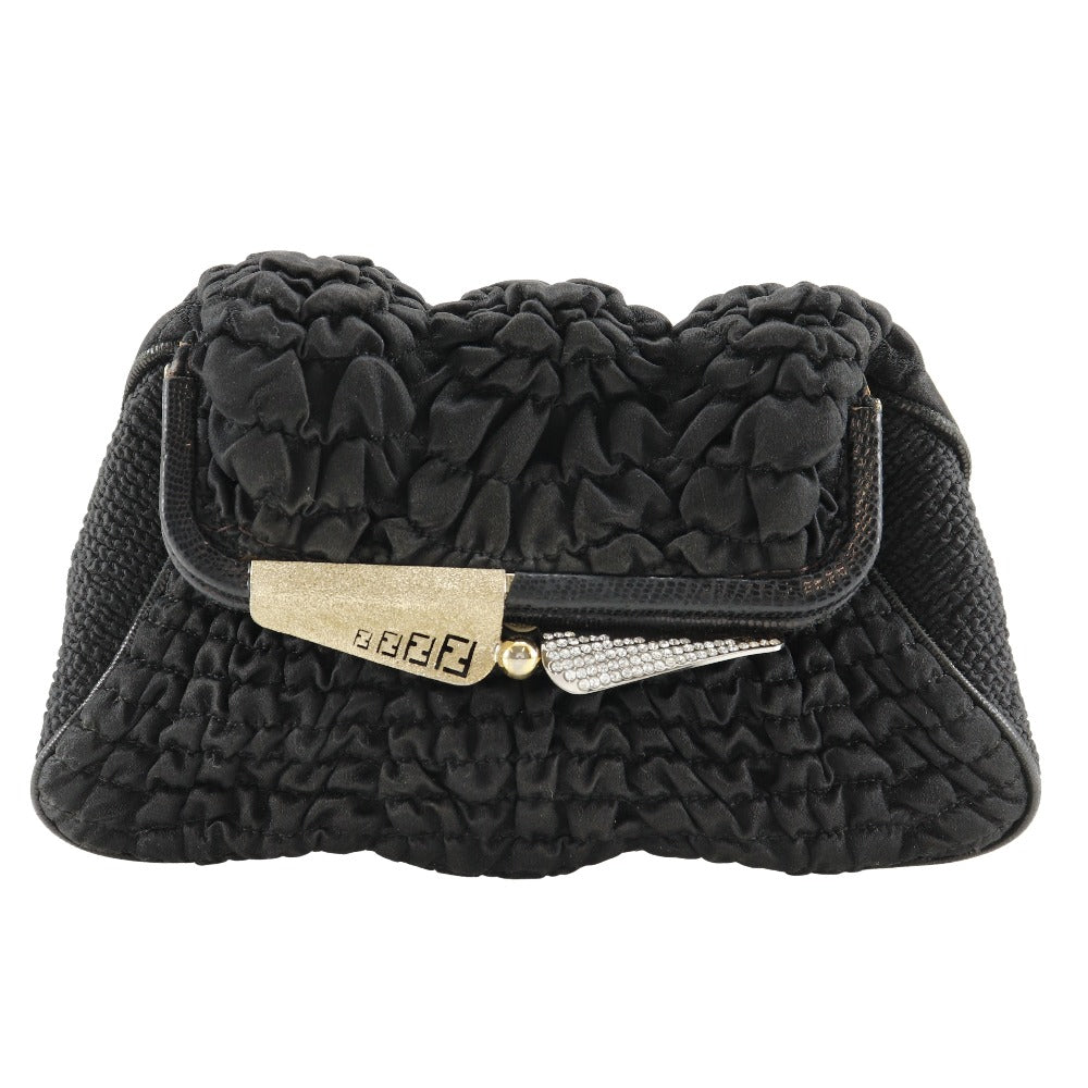 Ruffled Satin Clutch Bag