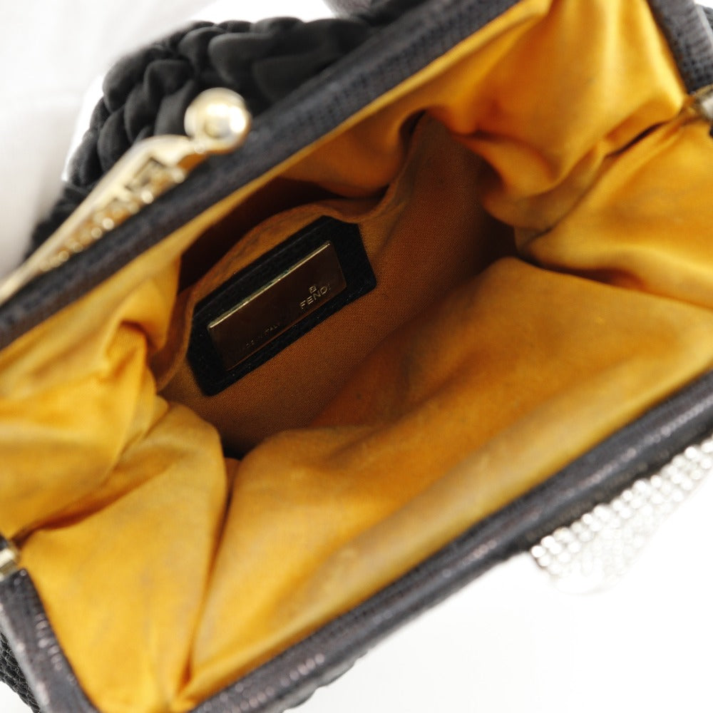 Fendi Ruffled Satin Clutch Bag Canvas Clutch Bag in Very Good Condition