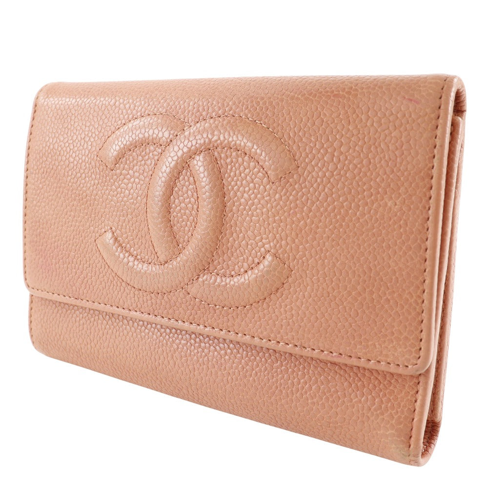 Chanel Caviar Skin Tri-Fold Wallet Pink