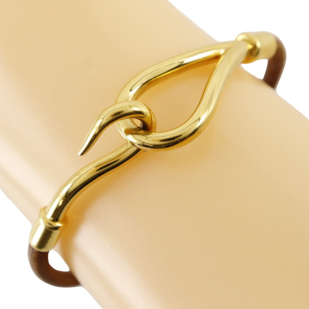 Hermes Jumbo Bracelet Gold Plated Leather