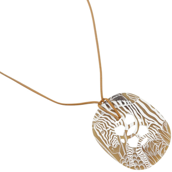 Hermes Lift GM Animal Camouflage Buffalo Horn Necklace