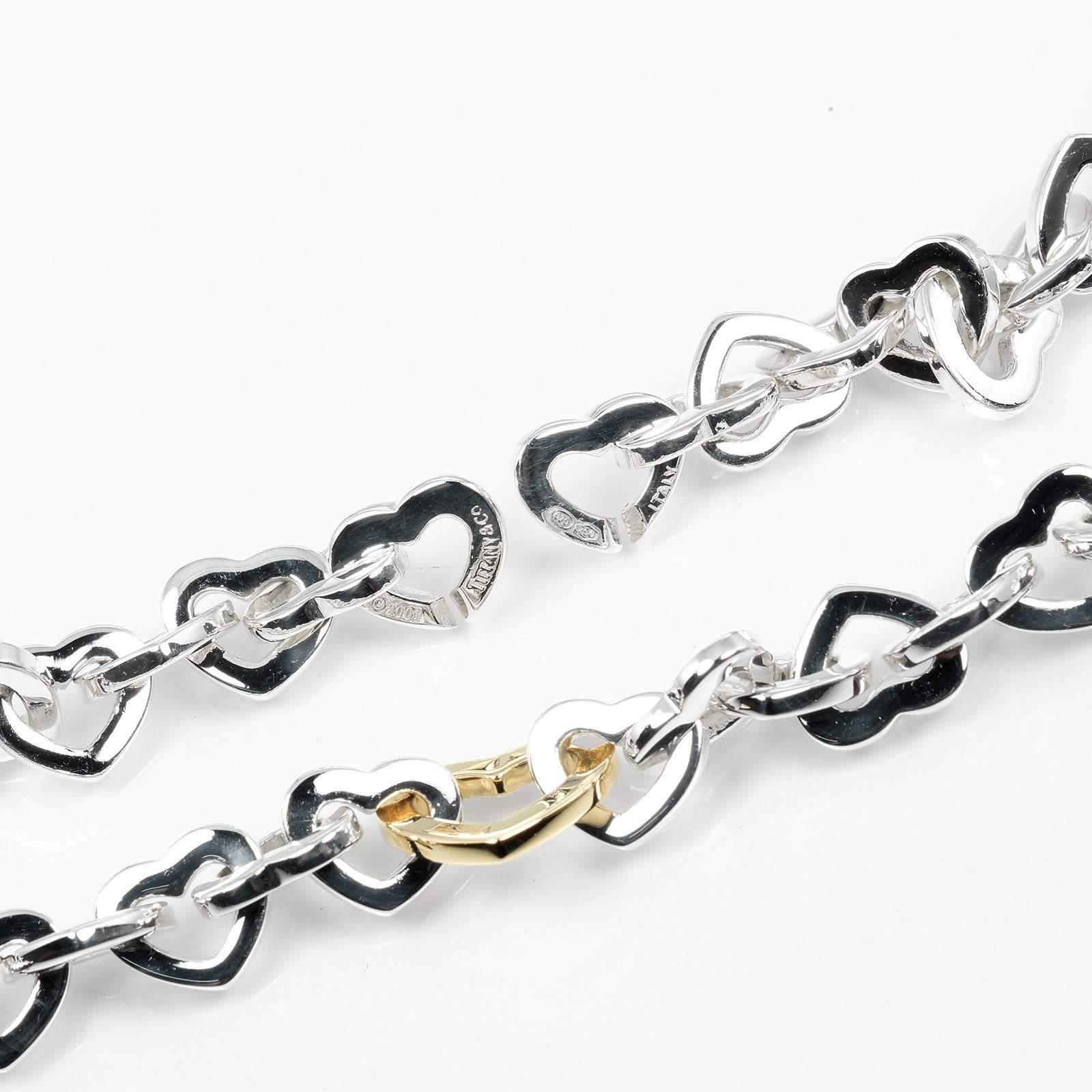 Tiffany & Co Heart Link Necklace Silver 925 K18 Gold