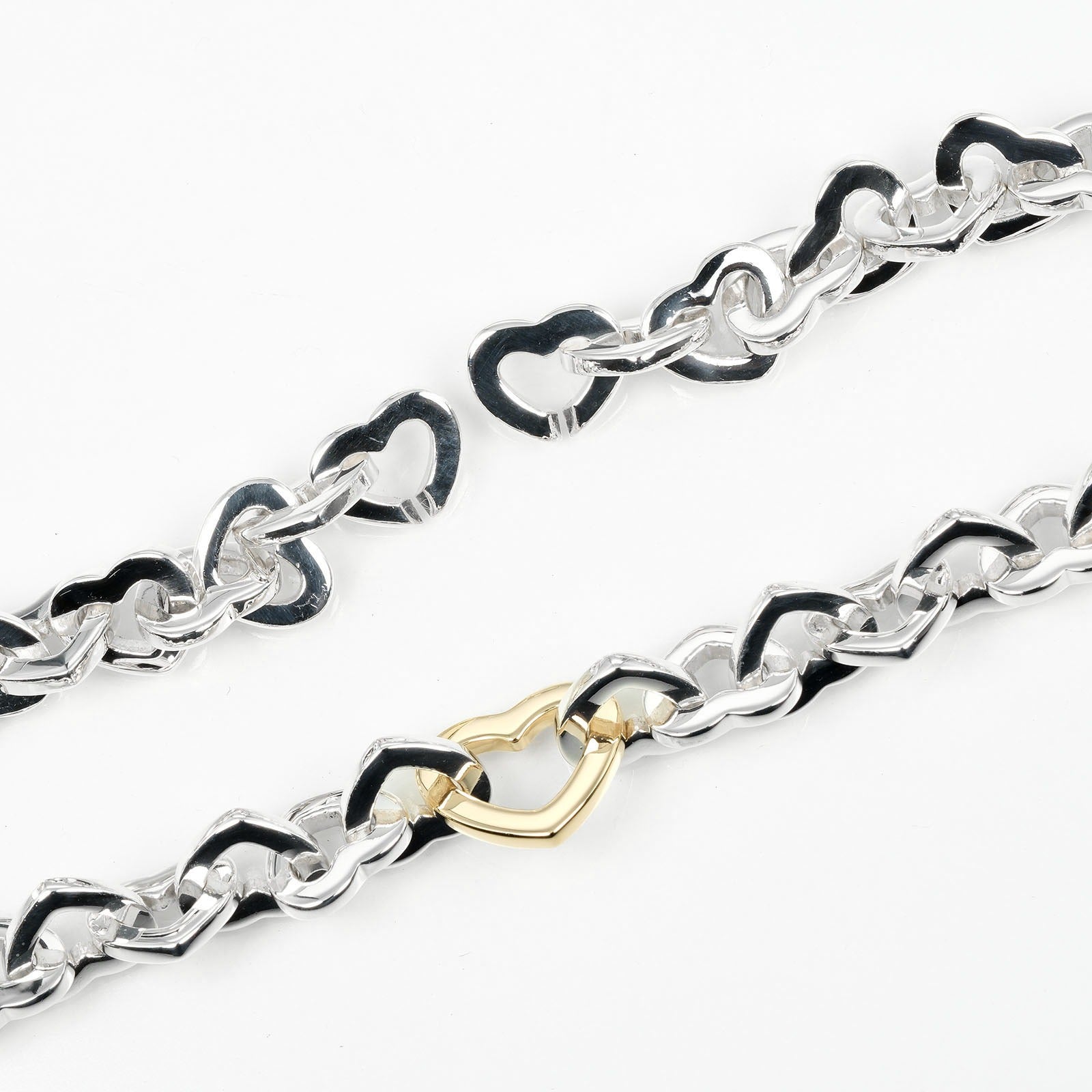 Tiffany & Co Heart Link Necklace Silver 925 K18 Gold