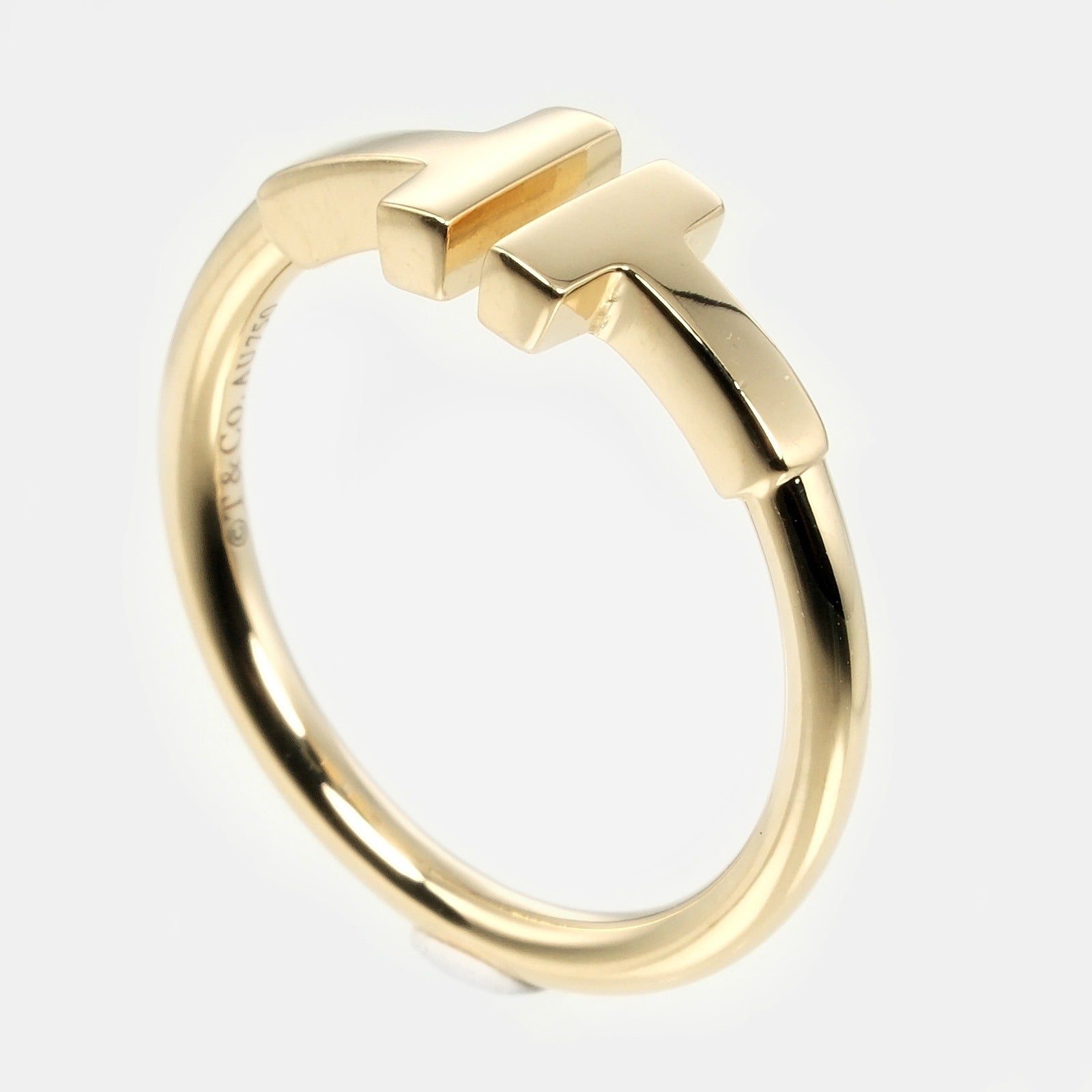 Tiffany & Co T Wire Ring K18 Yellow Gold