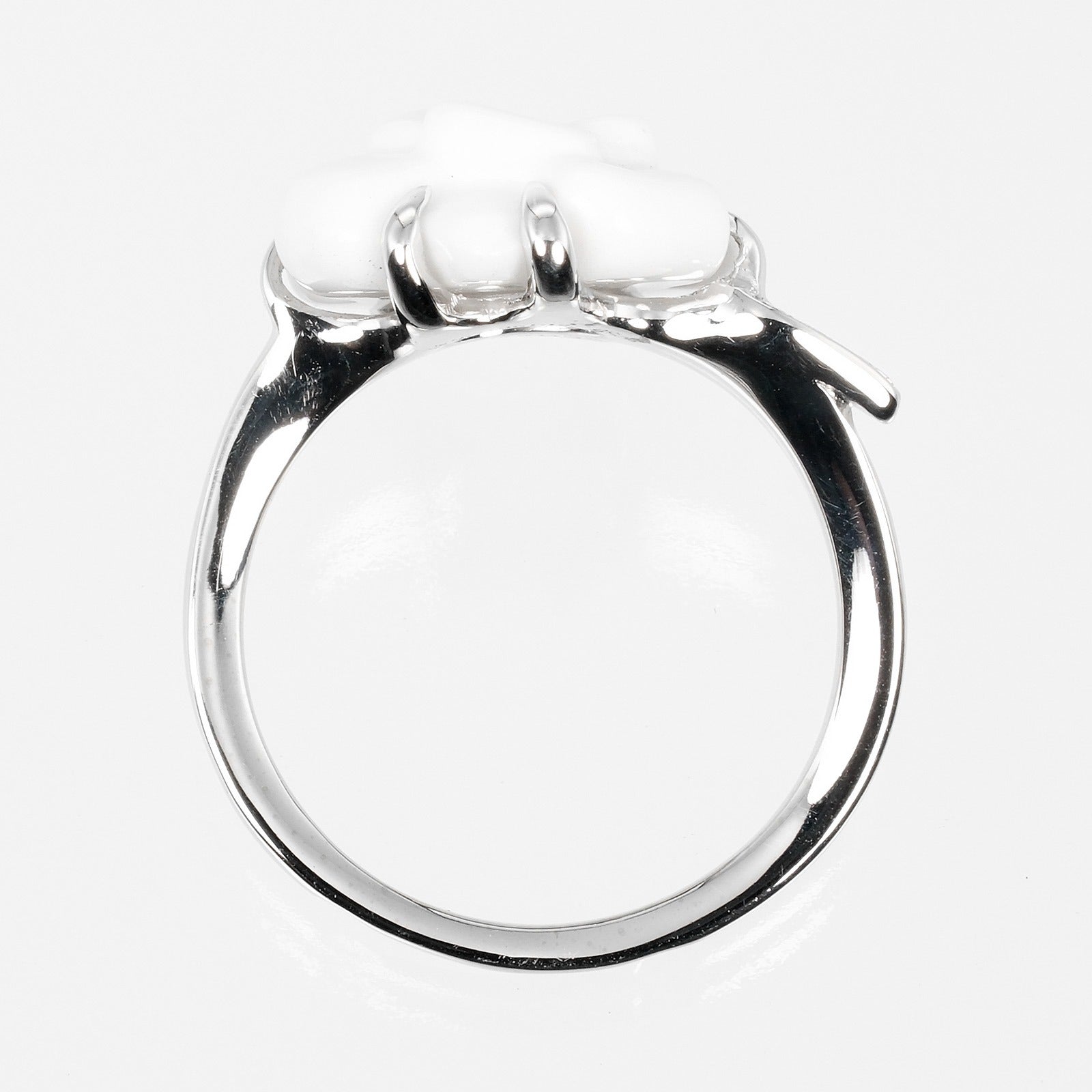 Chanel Camellia Ring K18WG Ceramic Diamond