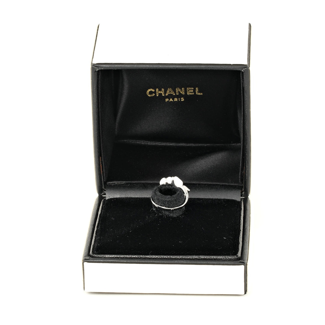 Chanel Camellia Ring K18WG Ceramic Diamond