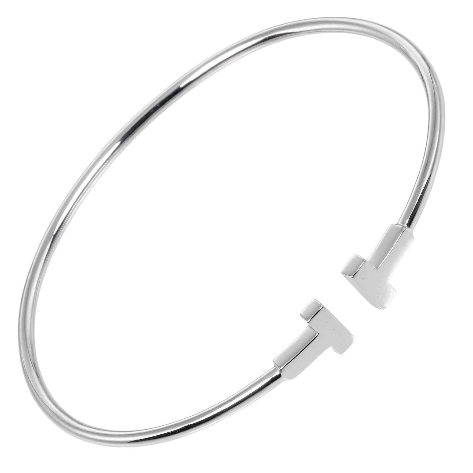 Tiffany & Co T Wire Narrow Bangle K18 White Gold