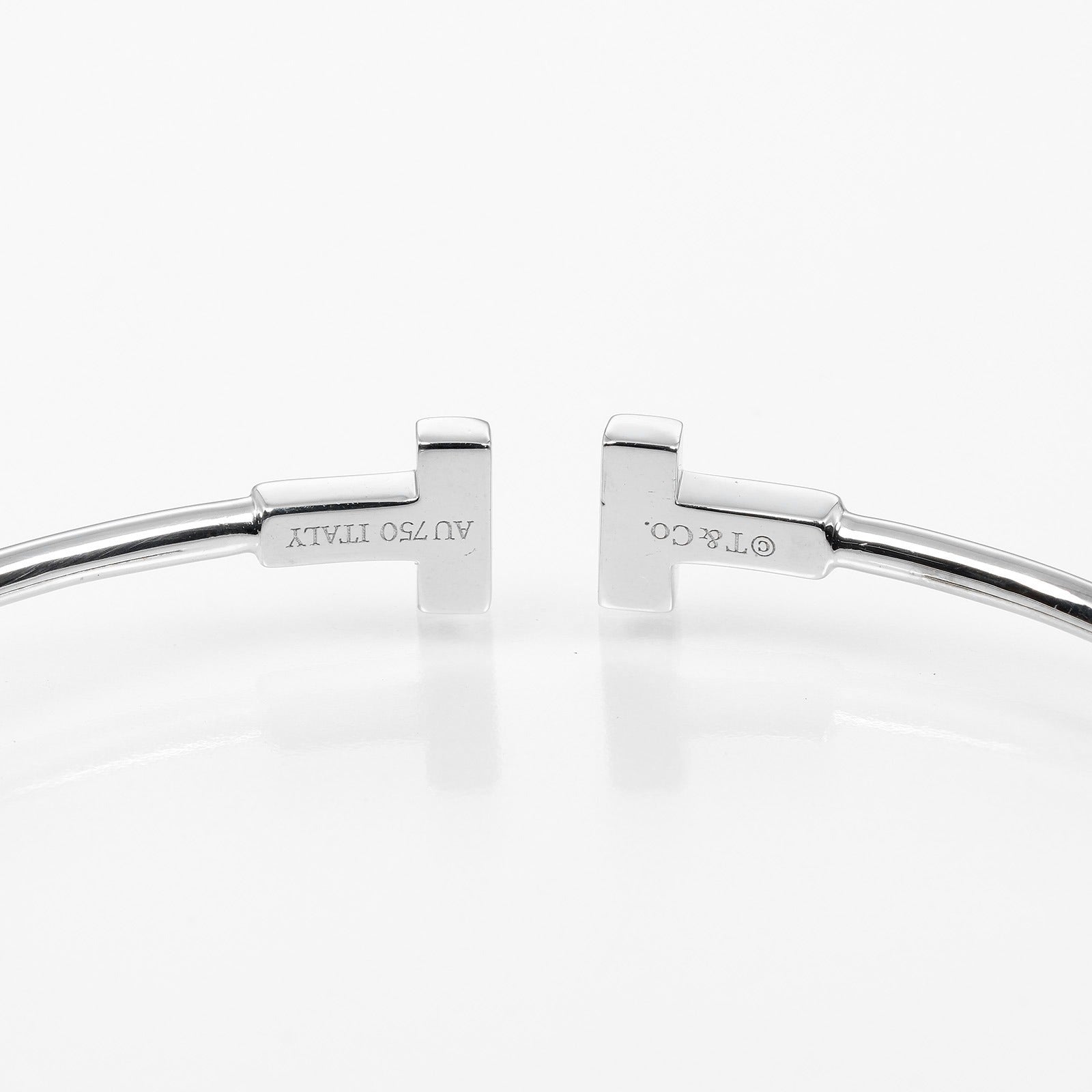 Tiffany & Co T Wire Narrow Bangle K18 White Gold