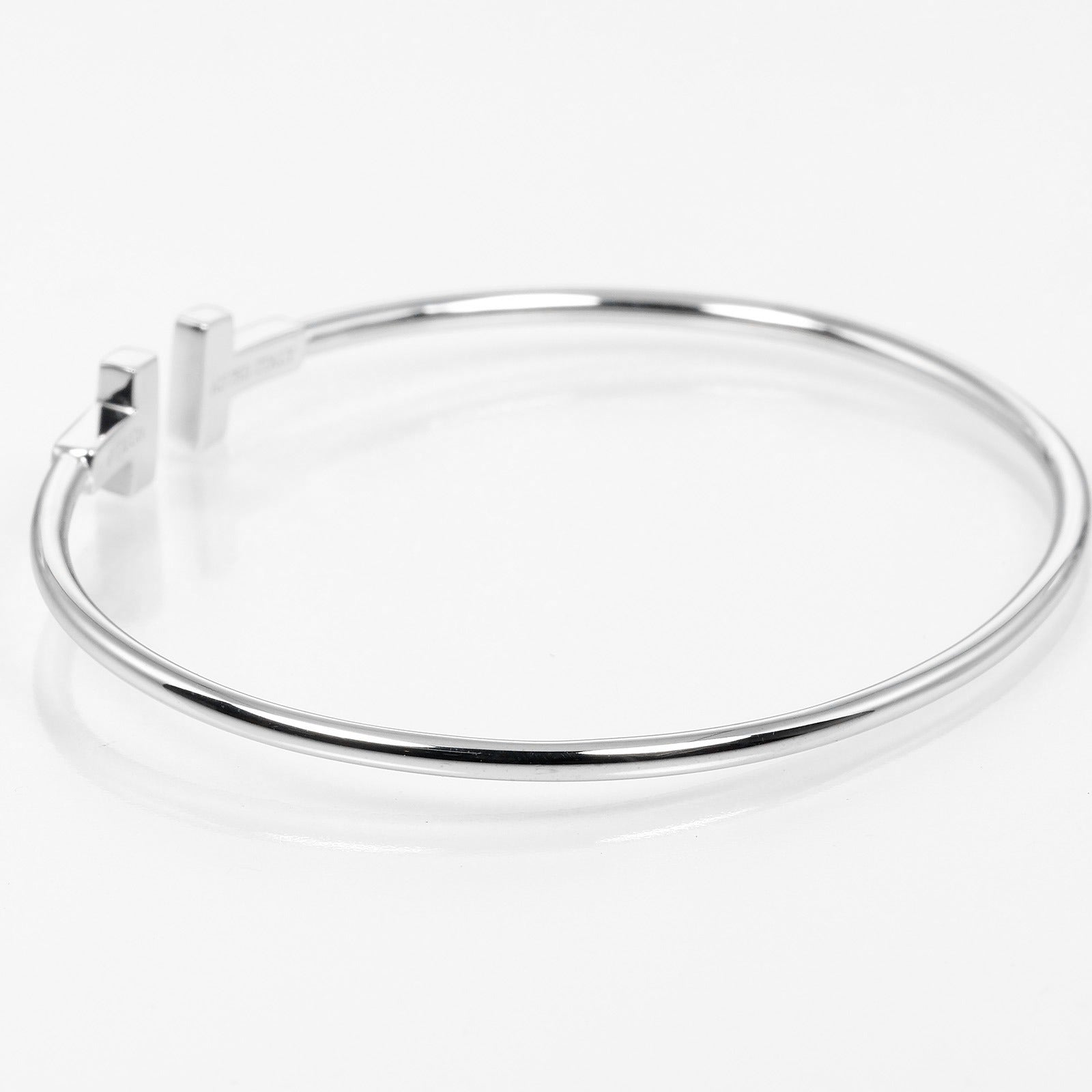 Tiffany & Co T Wire Narrow Bangle K18 White Gold