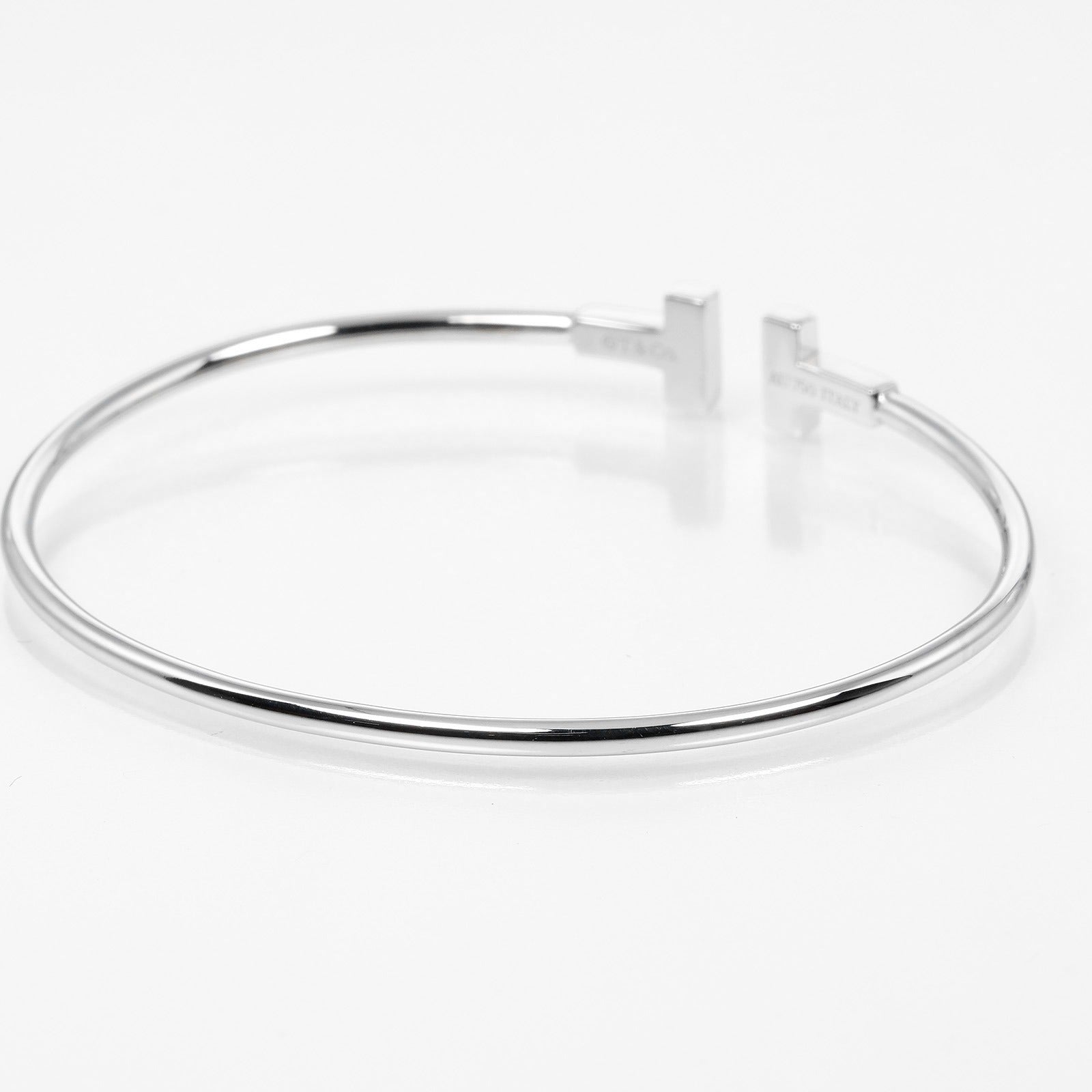 Tiffany & Co T Wire Narrow Bangle K18 White Gold