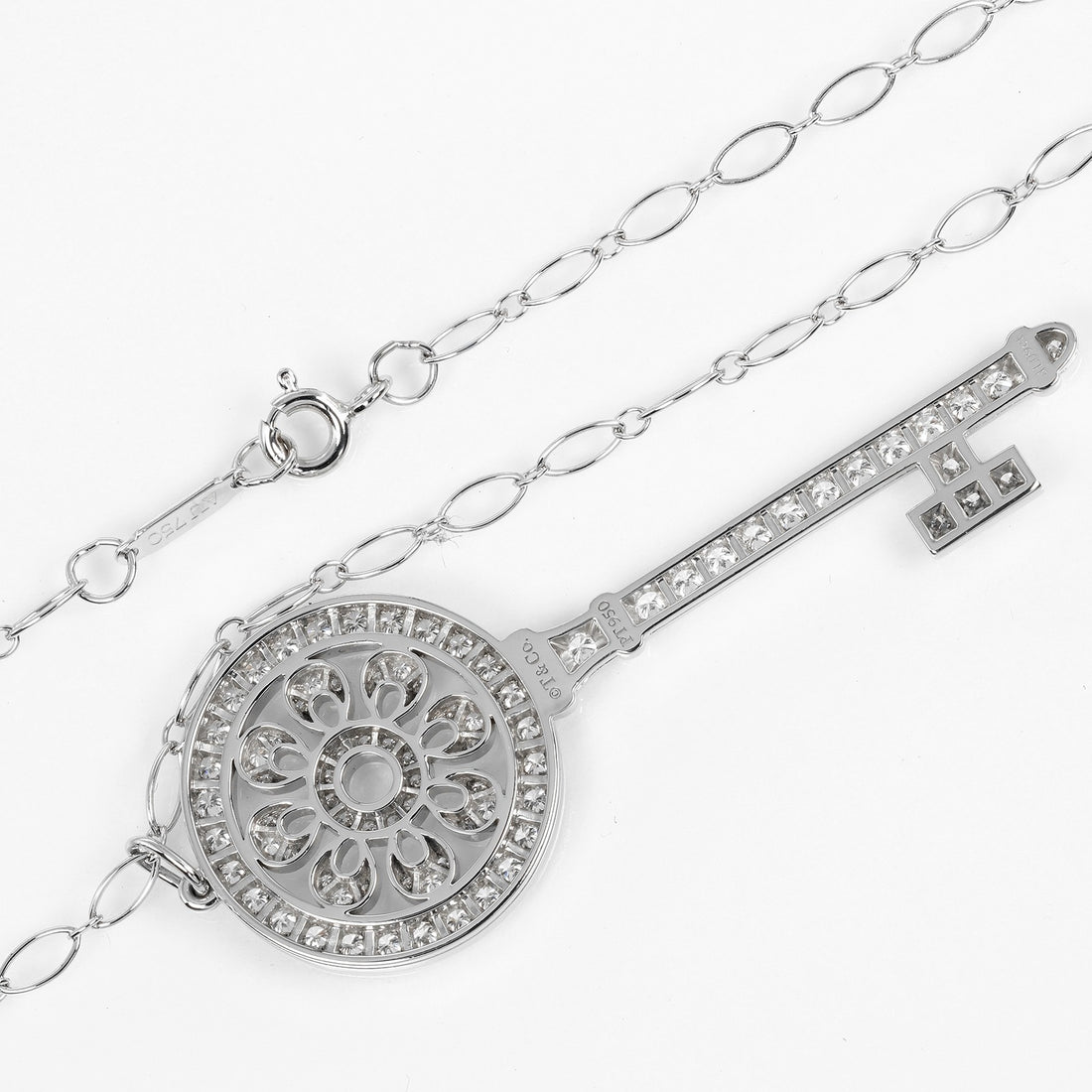 Tiffany & Co Petal Key Necklace Platinum White Gold Diamond