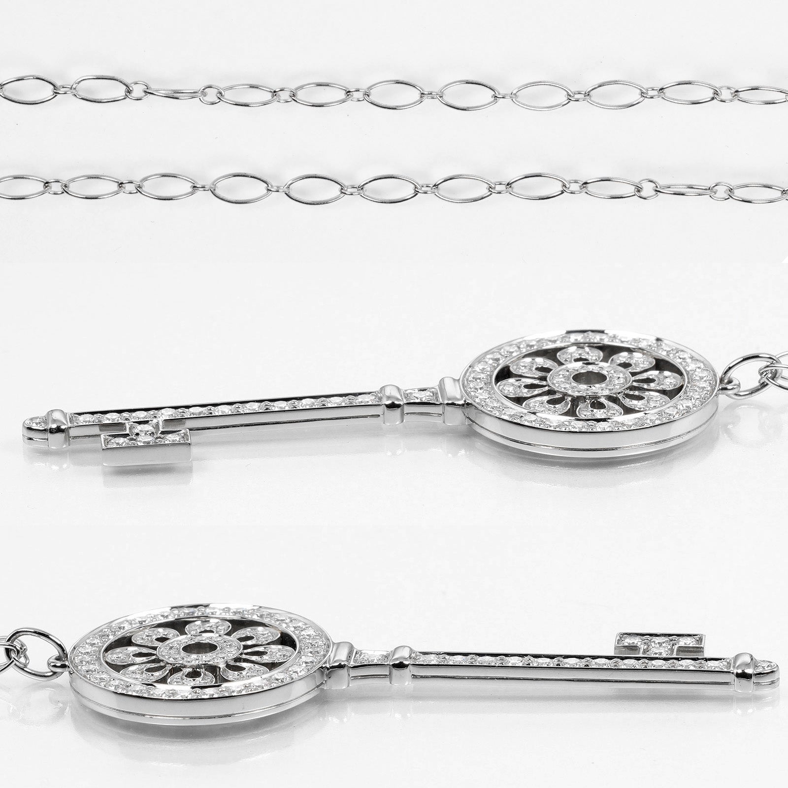 Tiffany & Co Petal Key Necklace Platinum White Gold Diamond