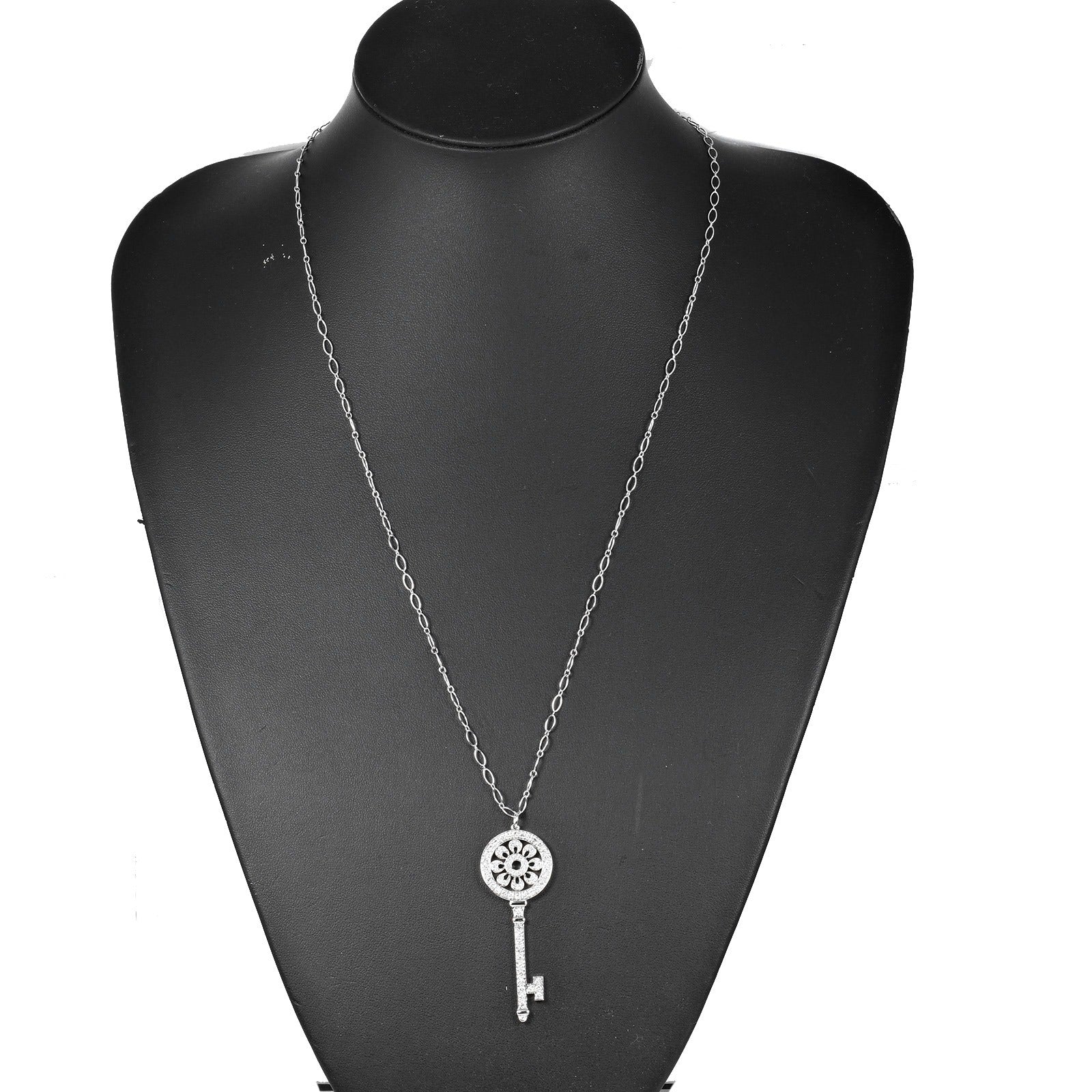 Tiffany & Co Petal Key Necklace Platinum White Gold Diamond