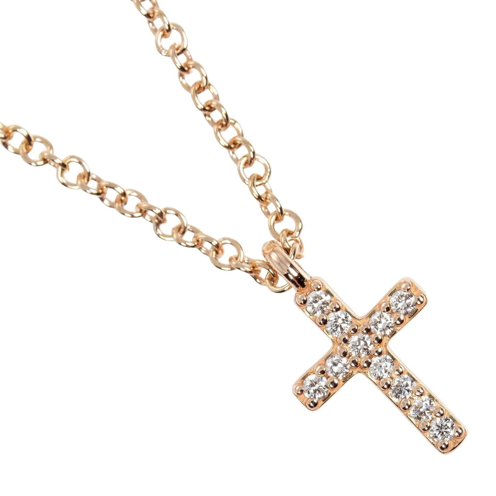 Tiffany & Co Metro Cross Mini Necklace K18PG Diamond