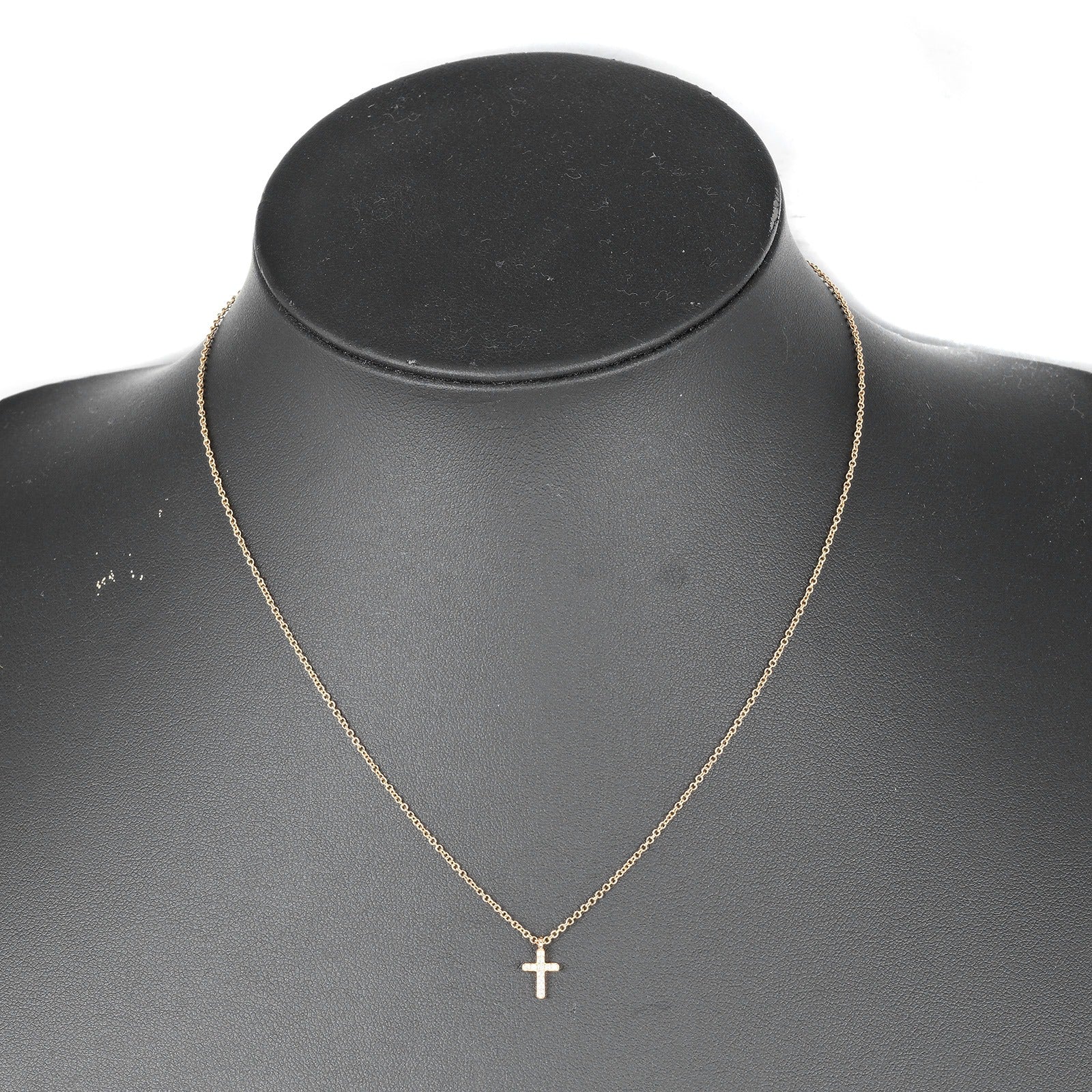 Tiffany & Co Metro Cross Mini Necklace K18PG Diamond