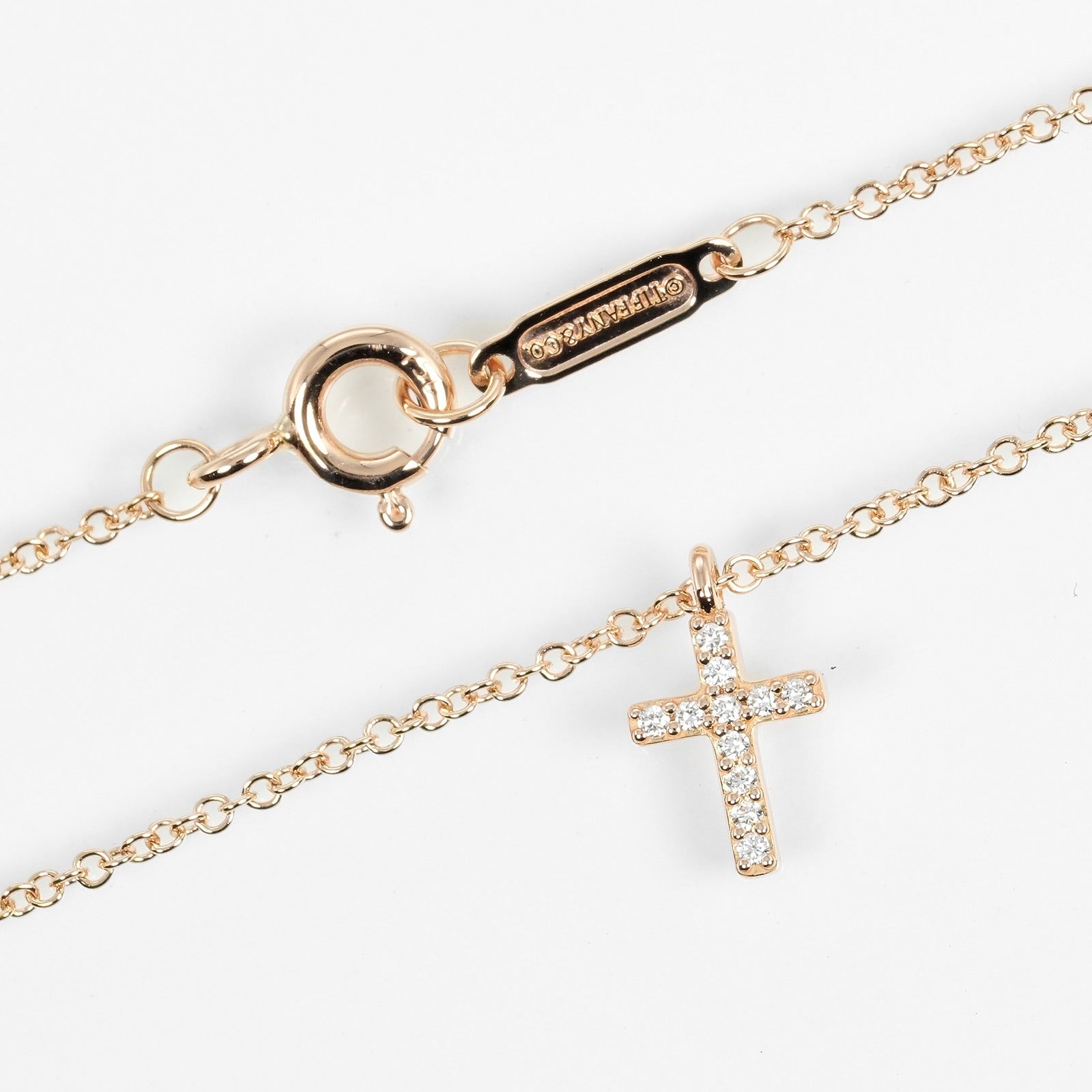 Tiffany & Co Metro Cross Mini Necklace K18PG Diamond