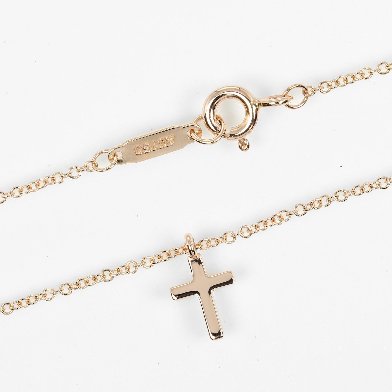 Tiffany & Co Metro Cross Mini Necklace K18PG Diamond