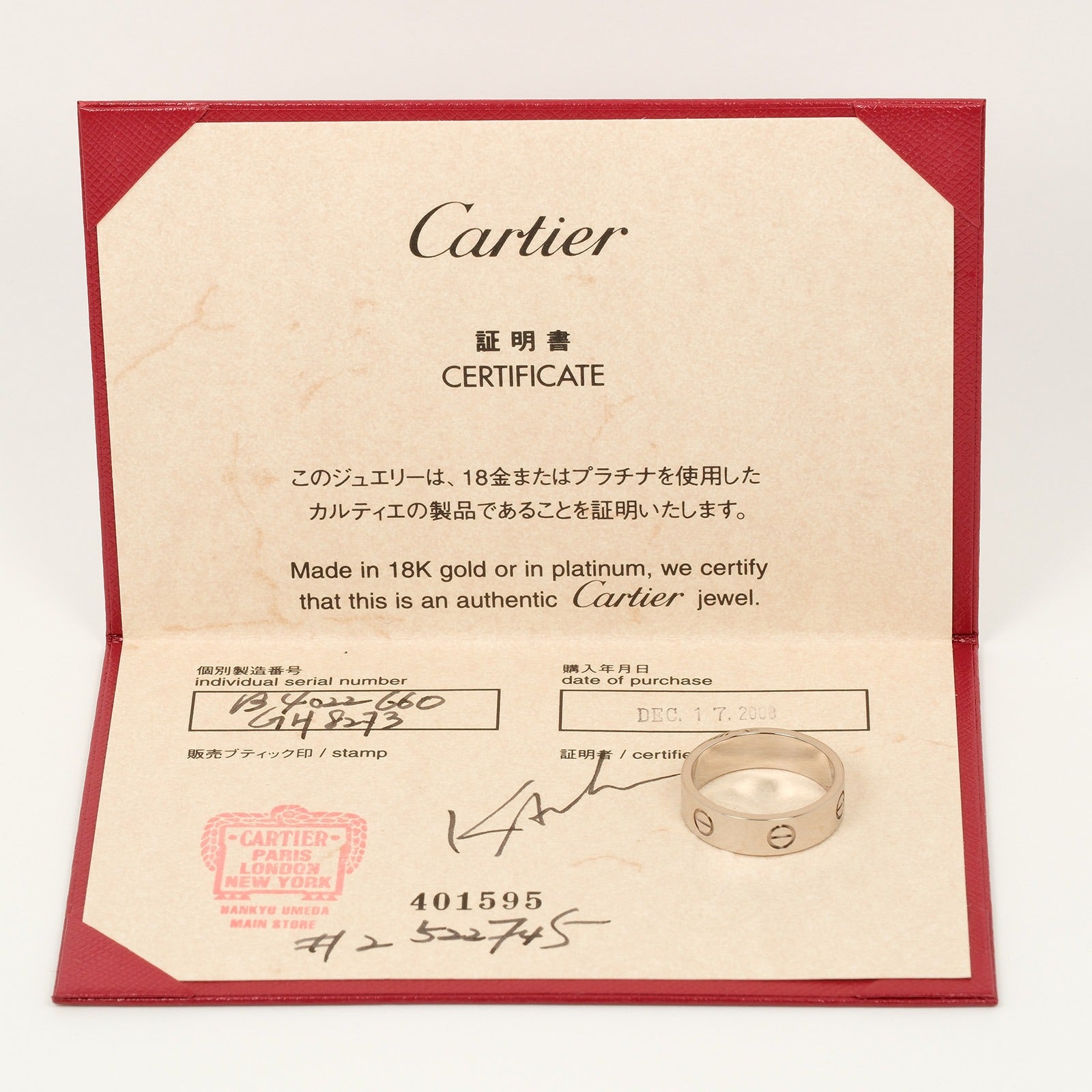 Cartier Cartier Love Ring K18 White Gold 20 Metal Ring in Great Condition