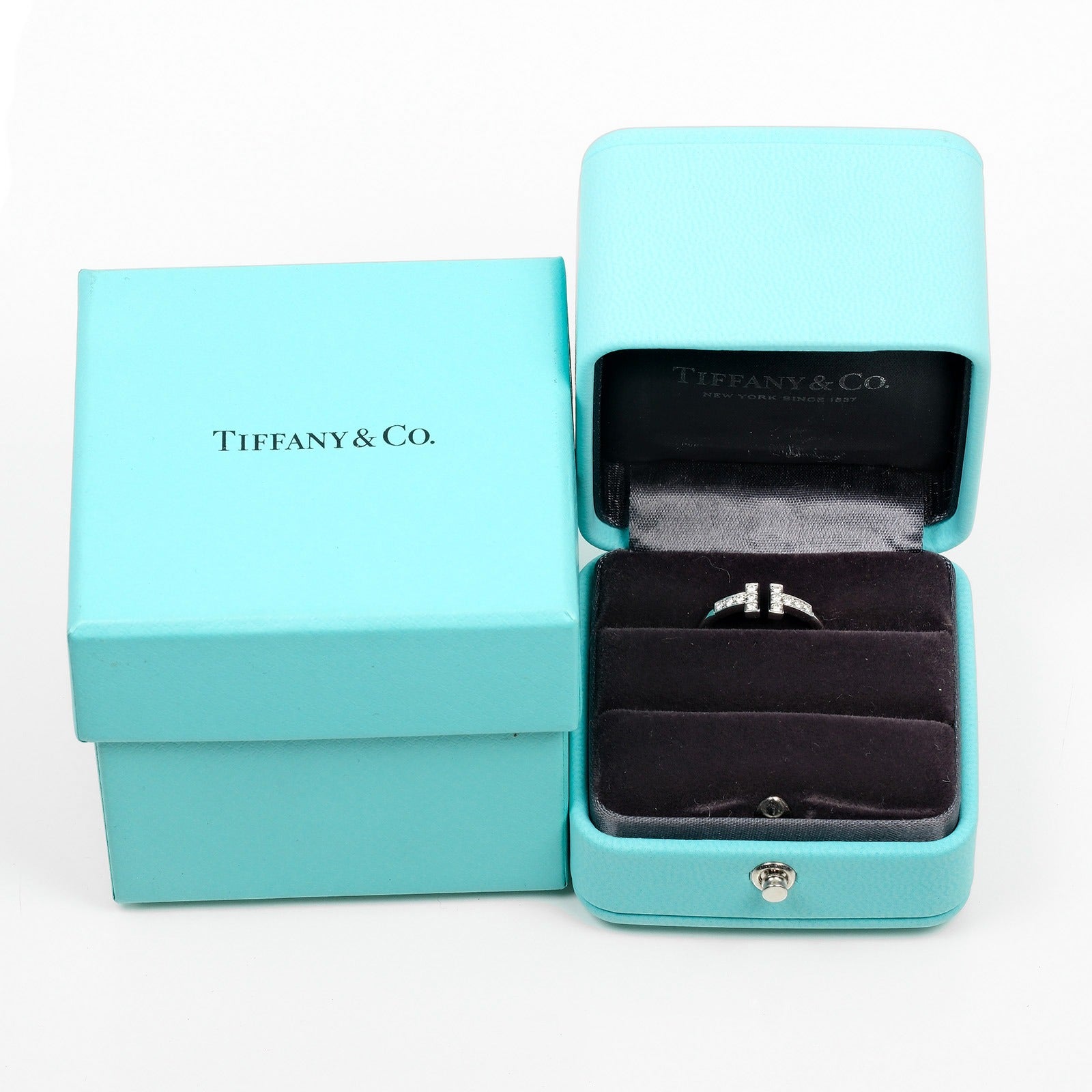 Tiffany & Co T Wire Ring K18 White Gold Diamond