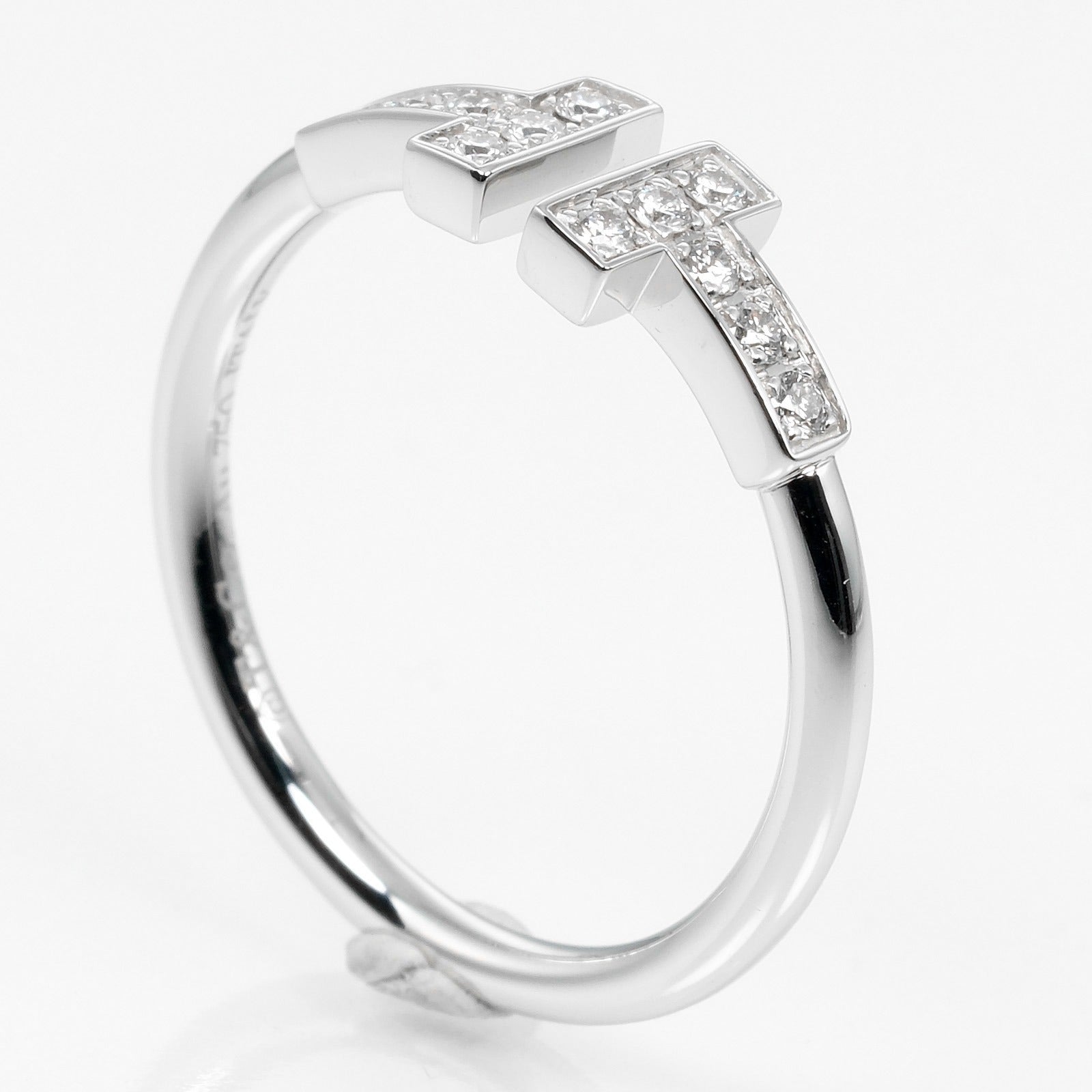 Tiffany & Co T Wire Ring K18 White Gold Diamond