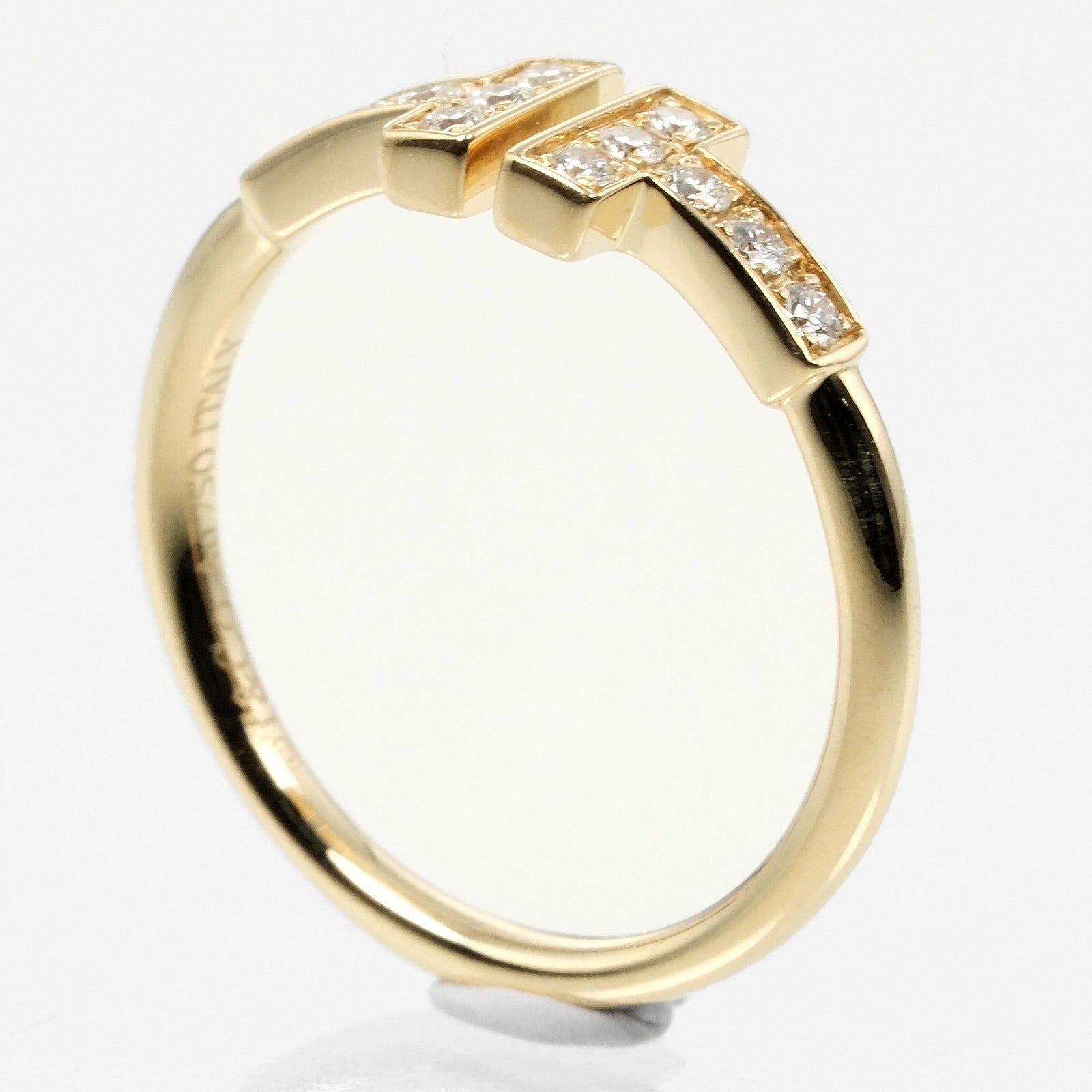 Tiffany & Co T Wire Ring K18 Yellow Gold Diamond