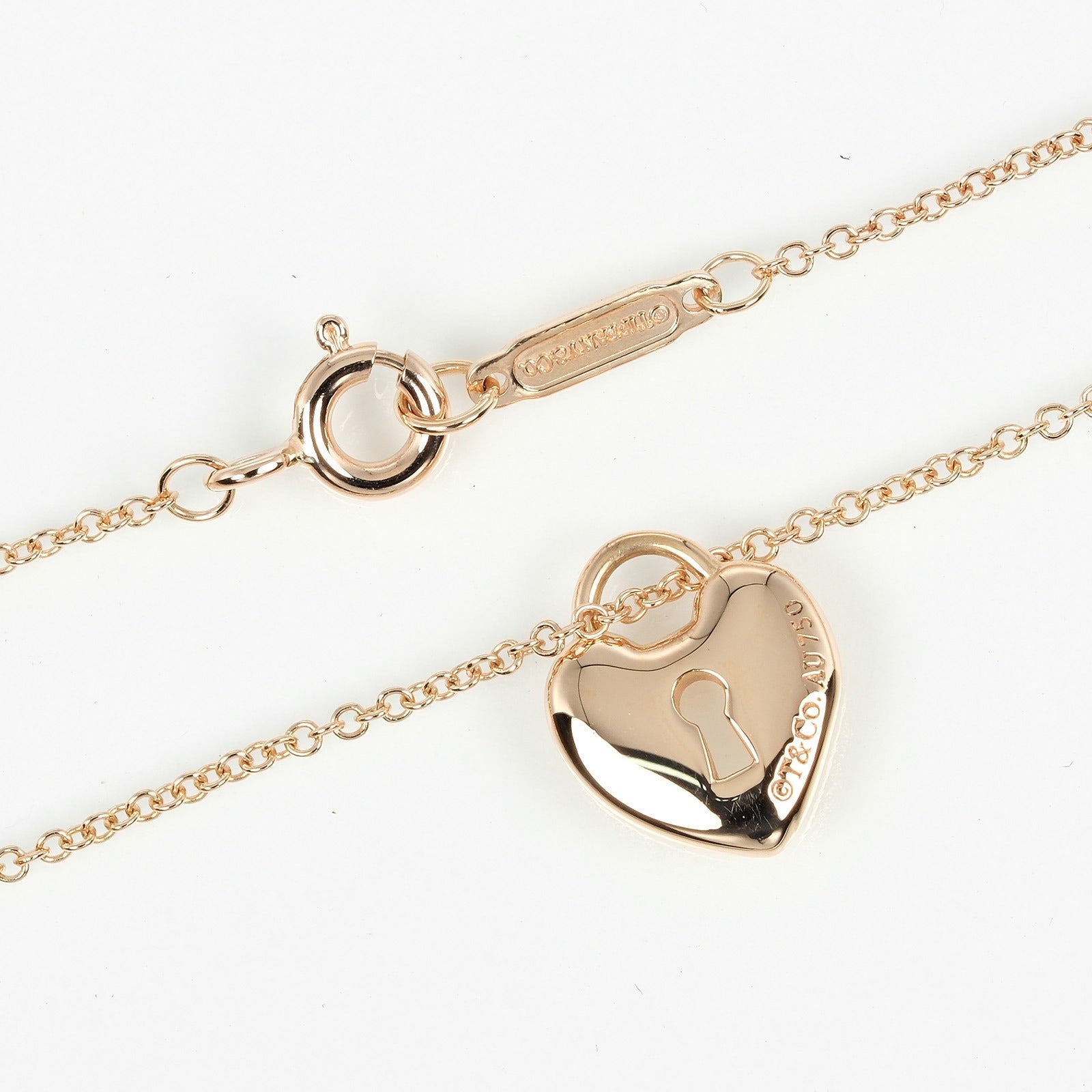 Tiffany & Co Heart Lock Necklace K18 Pink Gold