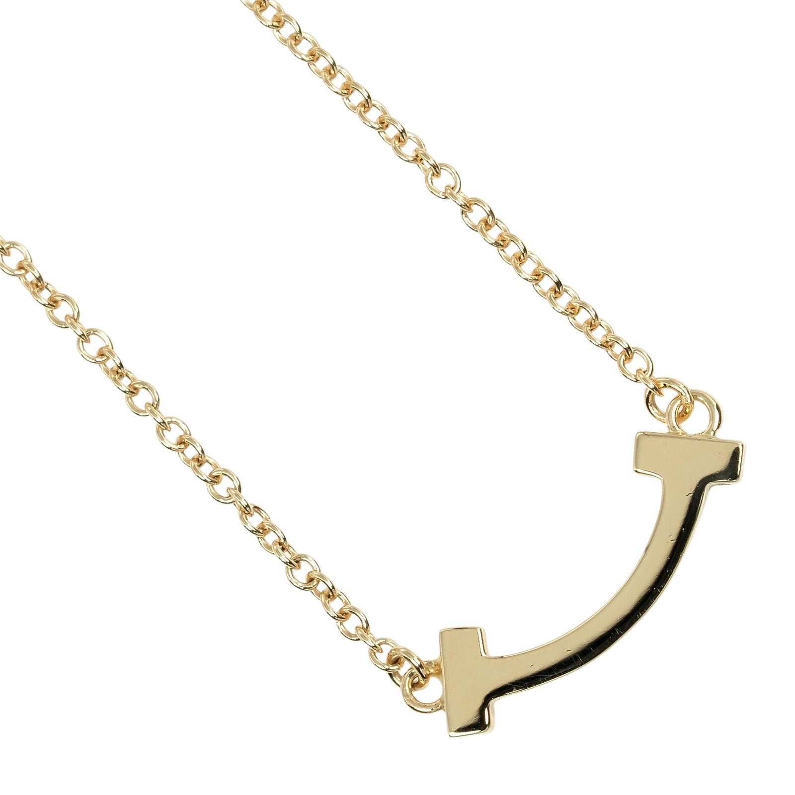 Tiffany & Co T Smile Mini Necklace K18 YG