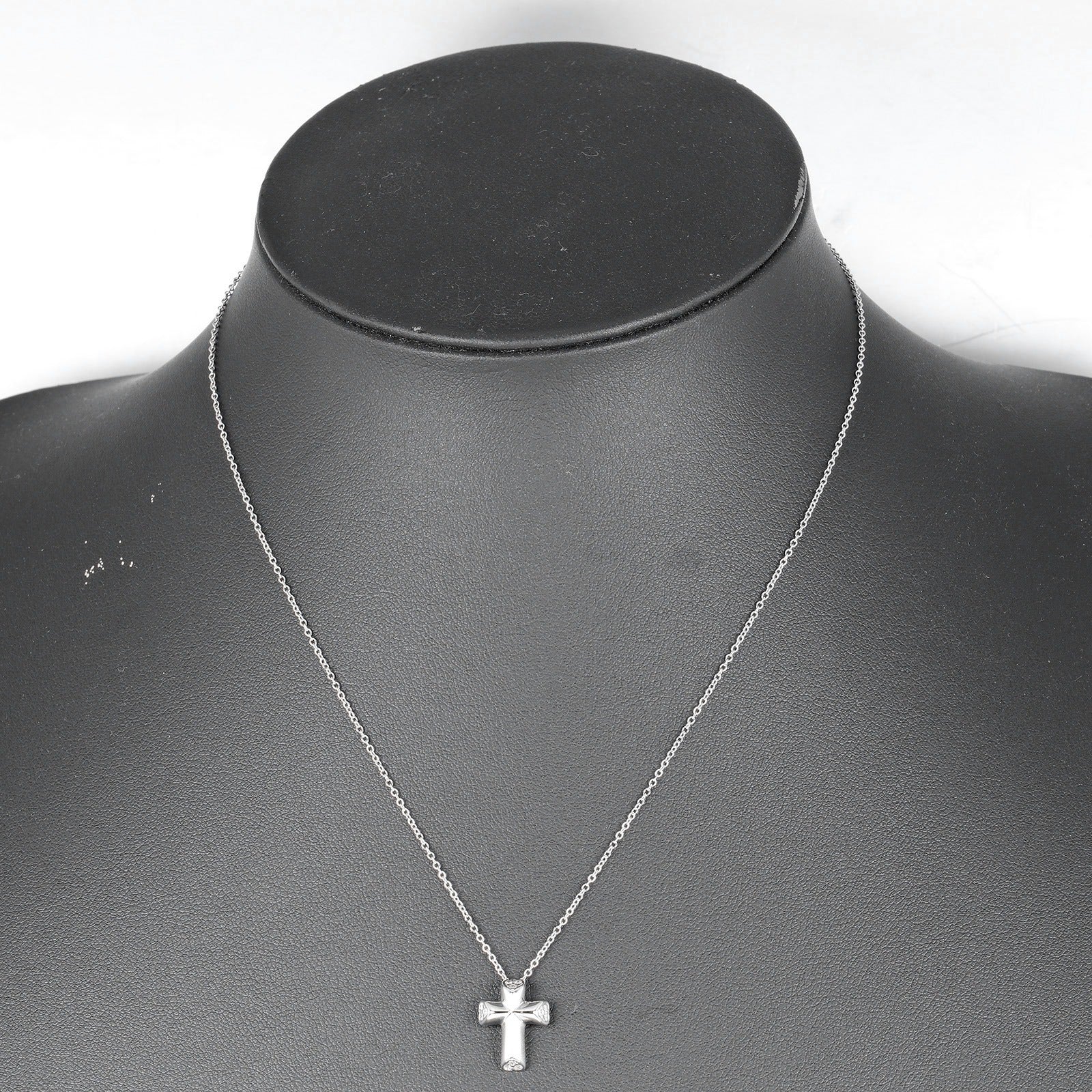 Tiffany & Co K18 White Gold Diamond Cross Necklace