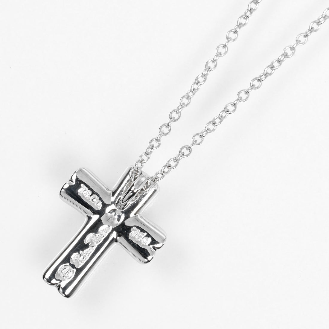 Tiffany & Co K18 White Gold Diamond Cross Necklace