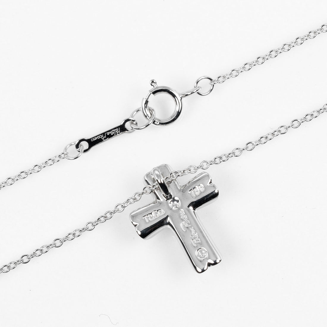 Tiffany & Co K18 White Gold Diamond Cross Necklace